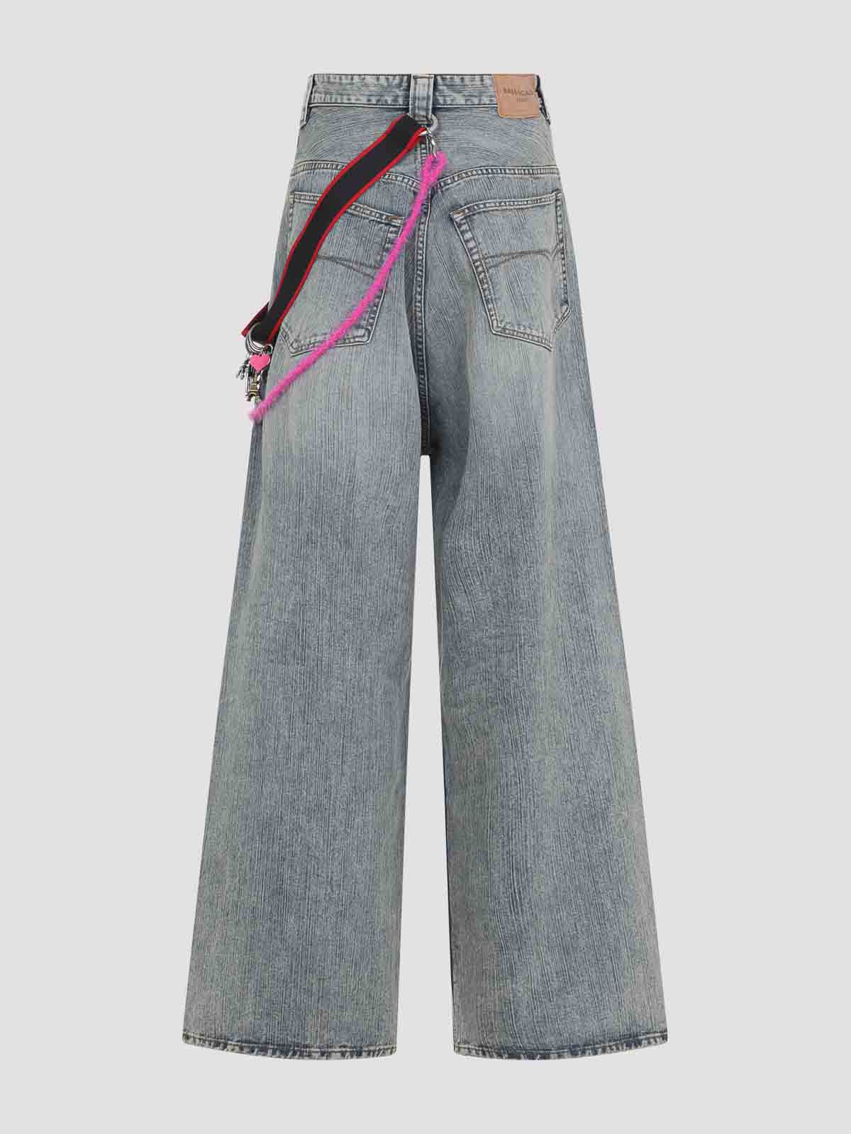 Balenciaga Wide-leg High Waist Jeans With Unique Accessory Chain In Gray