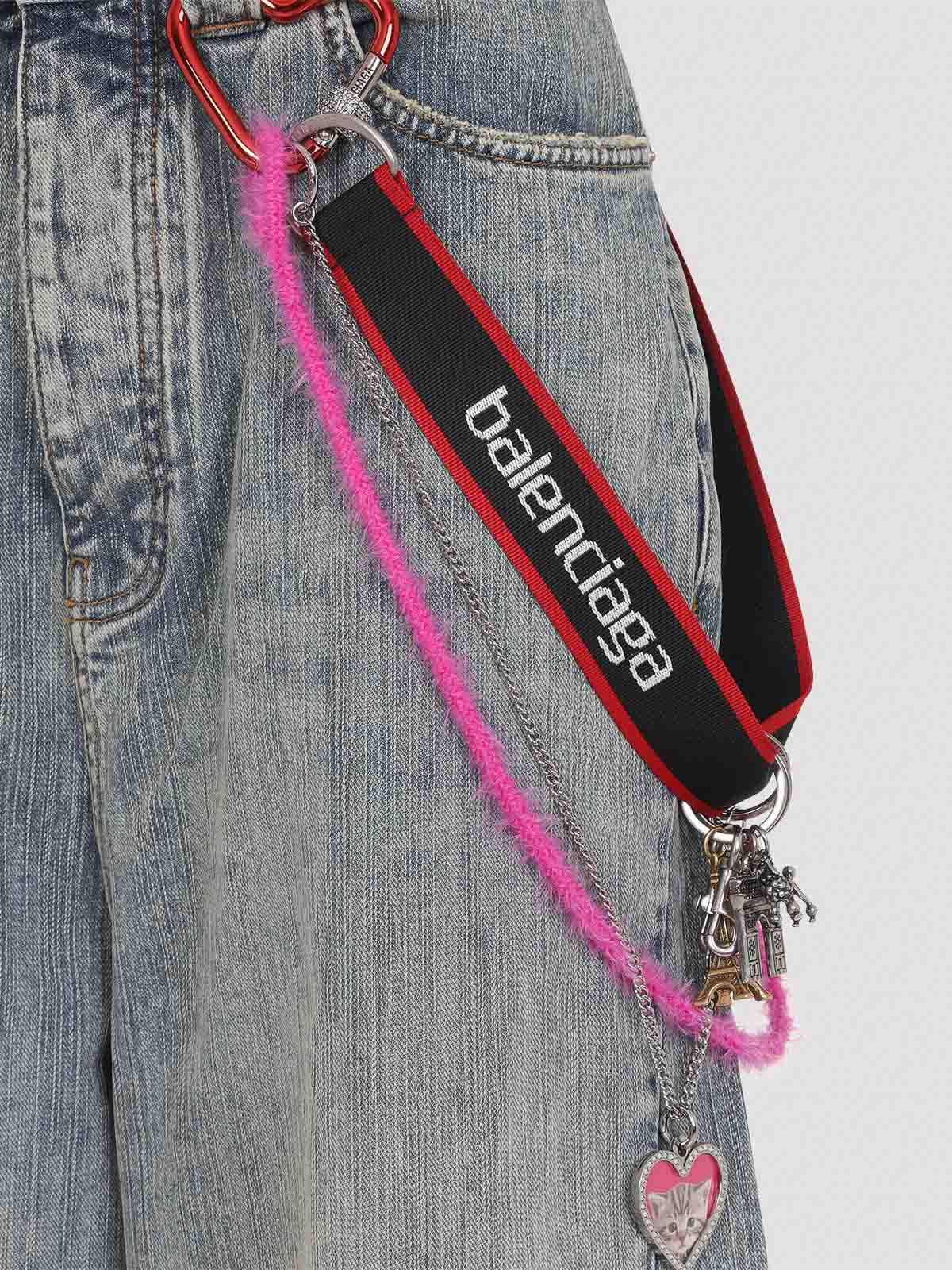 Balenciaga Wide-leg High Waist Jeans With Unique Accessory Chain In Gray