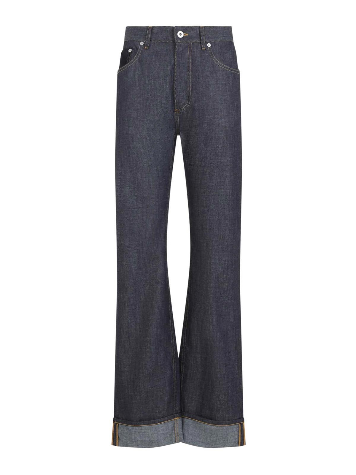 Bottega Veneta High-waisted Flared Denim Jeans With Contrasting Stitching In Blue