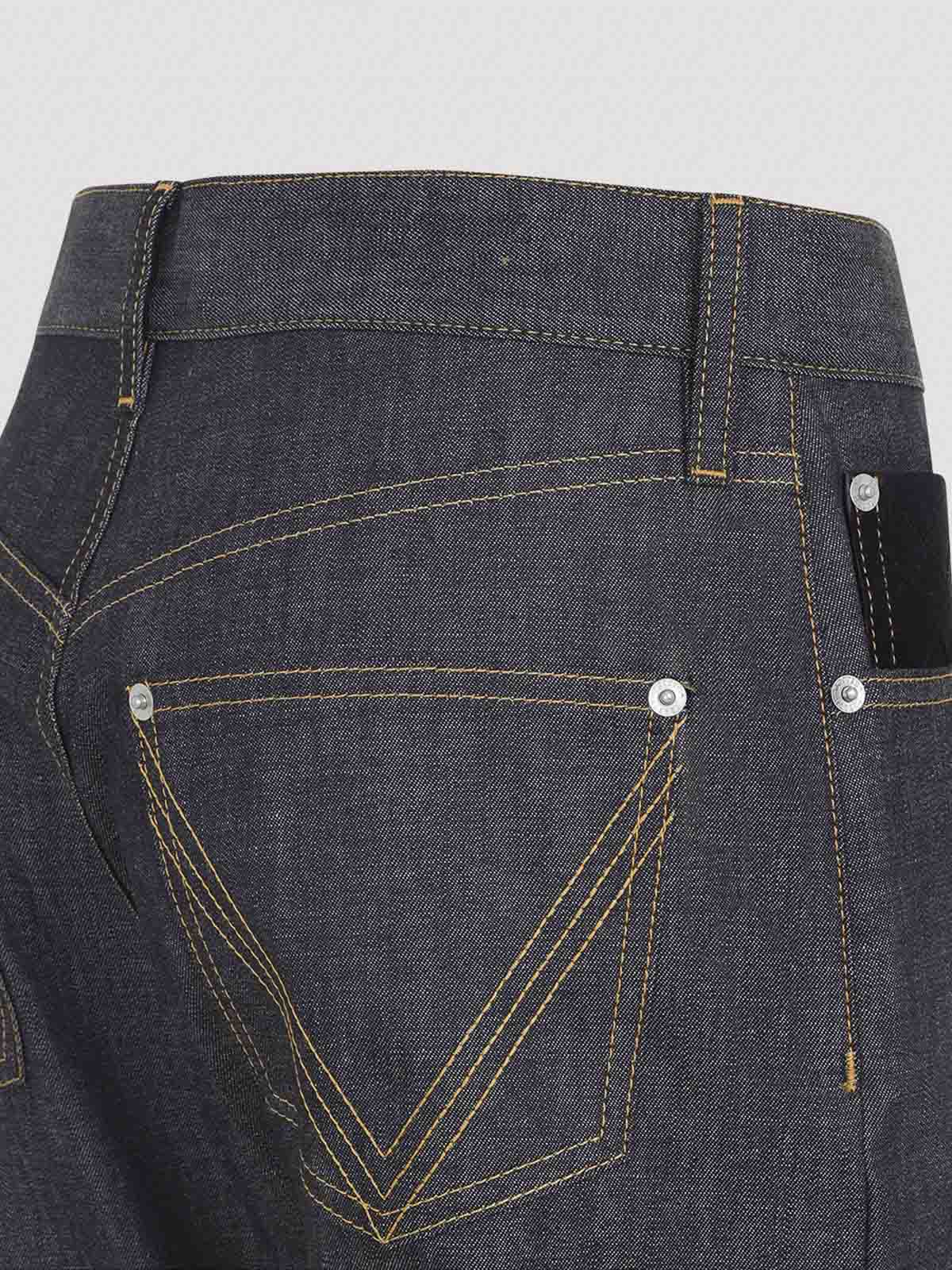 Bottega Veneta High-waisted Flared Denim Jeans With Contrasting Stitching In Blue