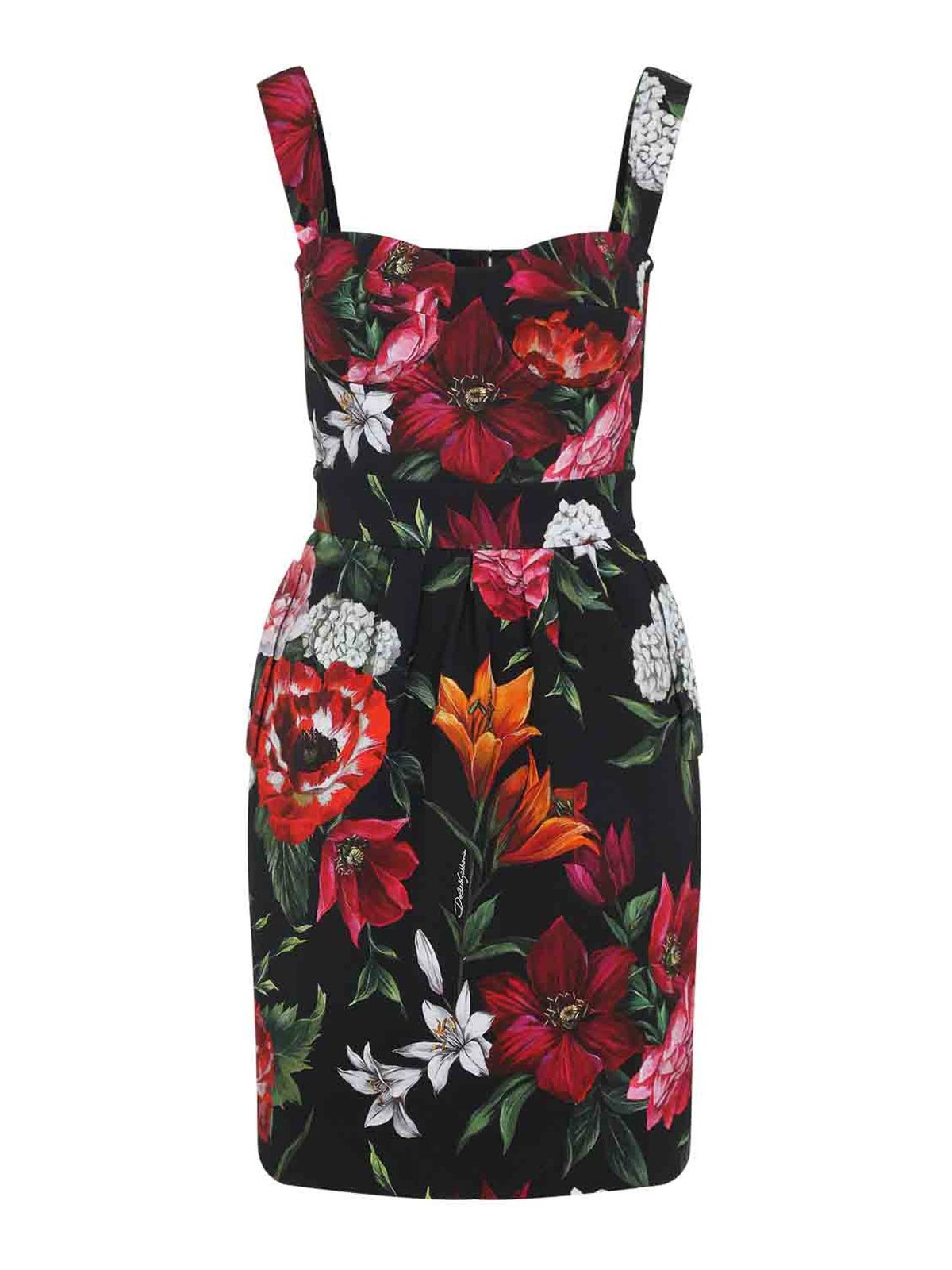 Dolce & Gabbana Multicolor Flower Cotton Midi Dress In Multi