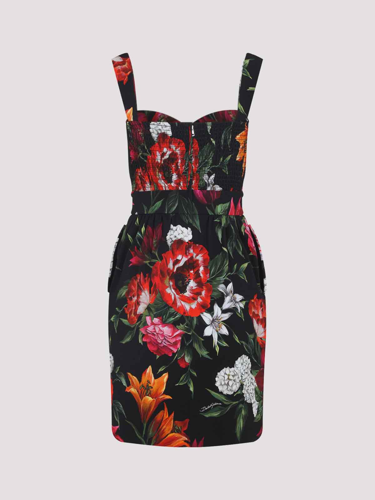 Dolce & Gabbana Multicolor Flower Cotton Midi Dress In Multi