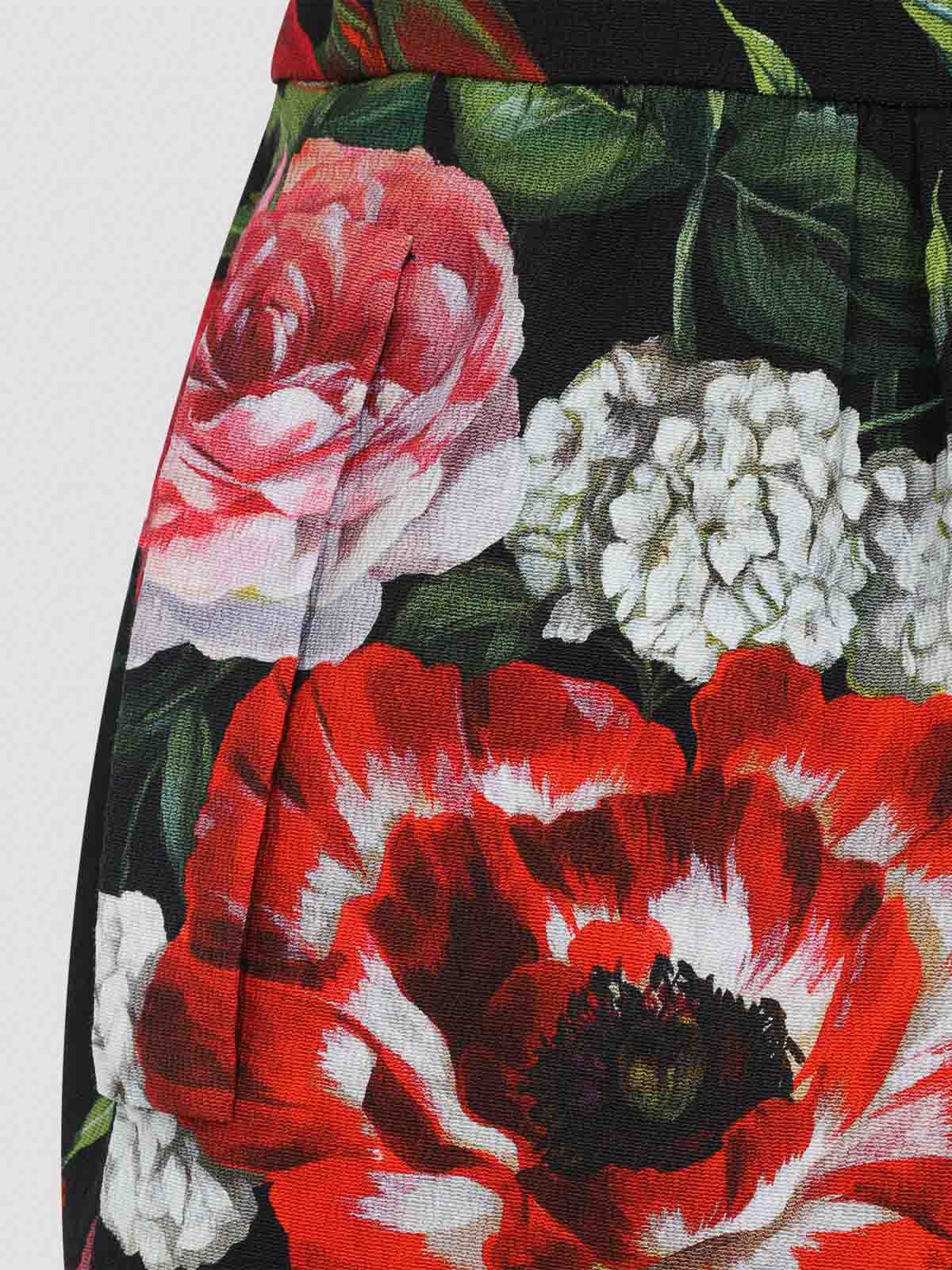 Dolce & Gabbana Multicolor Flower Cotton Midi Dress In Multi