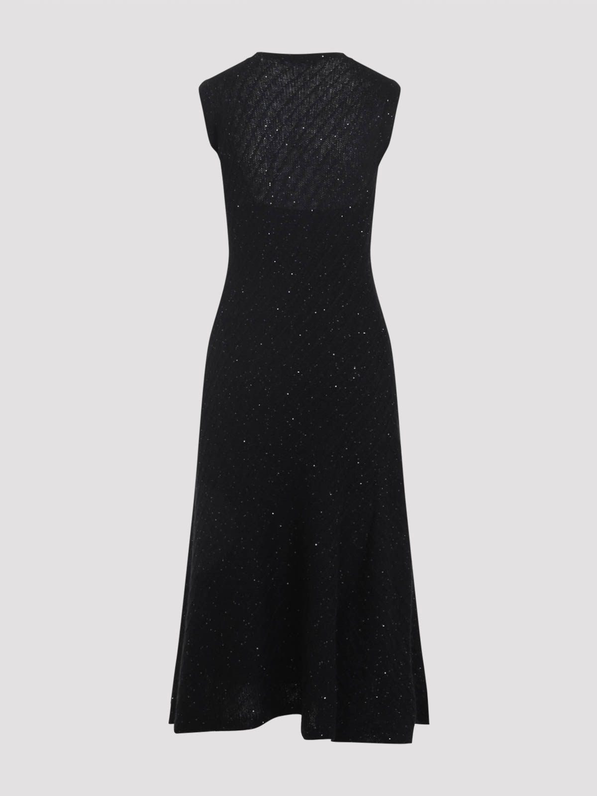Fabiana Filippi Black Wool Sequins Midi Dress In Black