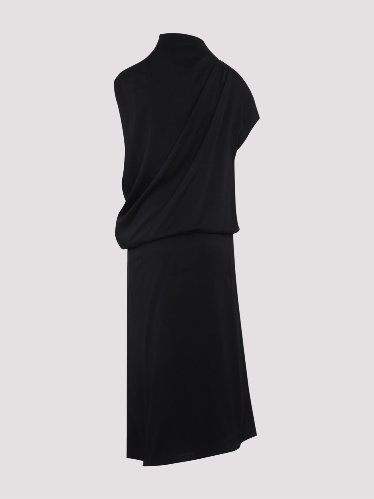Fabiana Filippi Draped Black Dress With High Neckline And Asymmetrical Design In Black