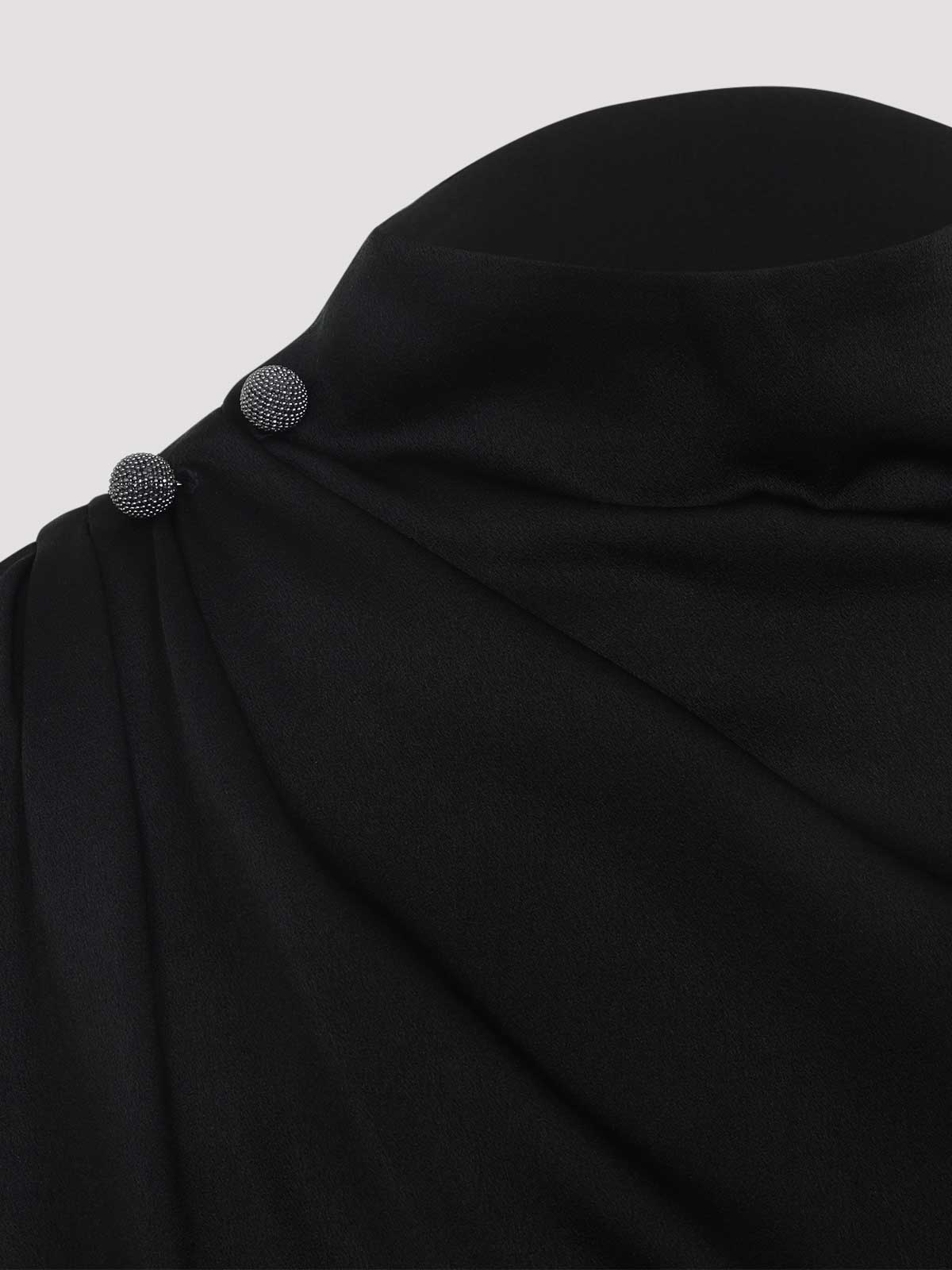 Fabiana Filippi Draped Black Dress With High Neckline And Asymmetrical Design In Black
