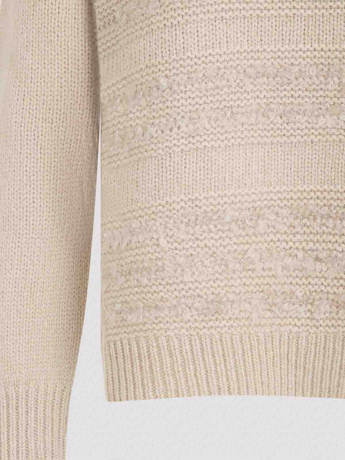 Fabiana Filippi Textured Knit Camel Sweater With Ribbed Edges In Neutral