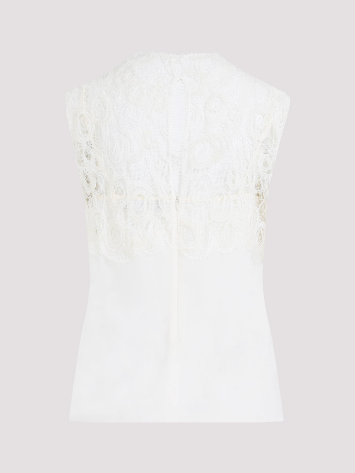 Fabiana Filippi Sleeveless Silk Lace Top In White
