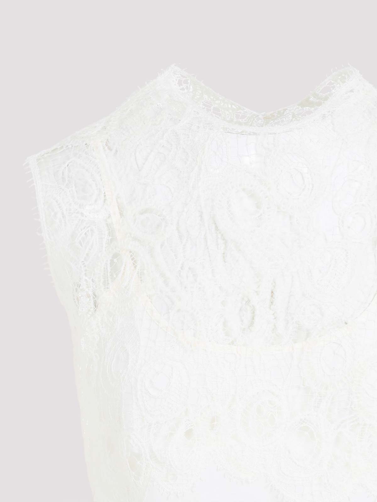 Fabiana Filippi Sleeveless Silk Lace Top In White
