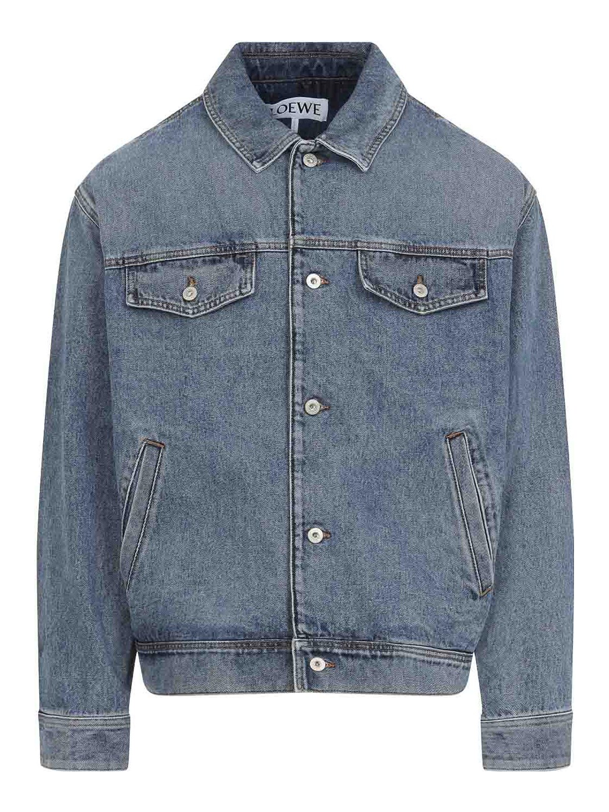 Loewe Anagram Cut-outs Denim Jacket In Blue