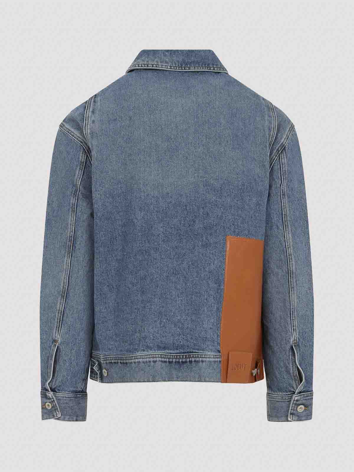 Loewe Anagram Cut-outs Denim Jacket In Blue