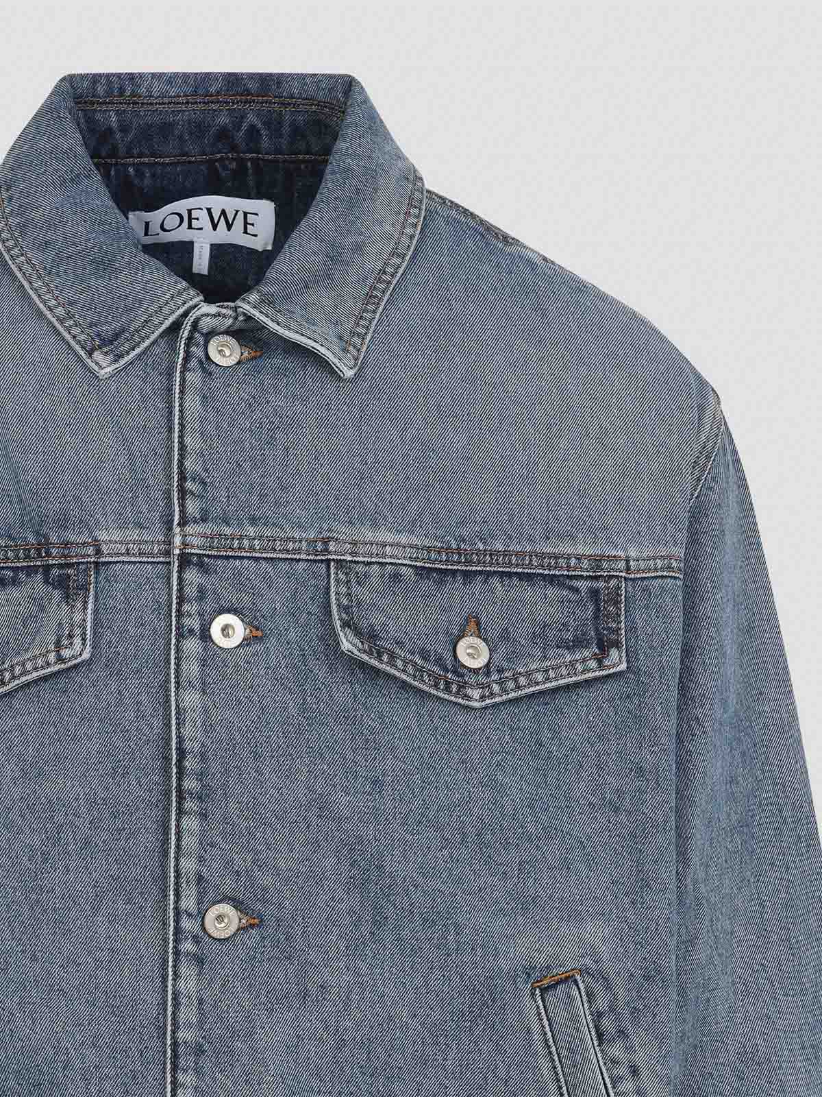 Loewe Anagram Cut-outs Denim Jacket In Blue