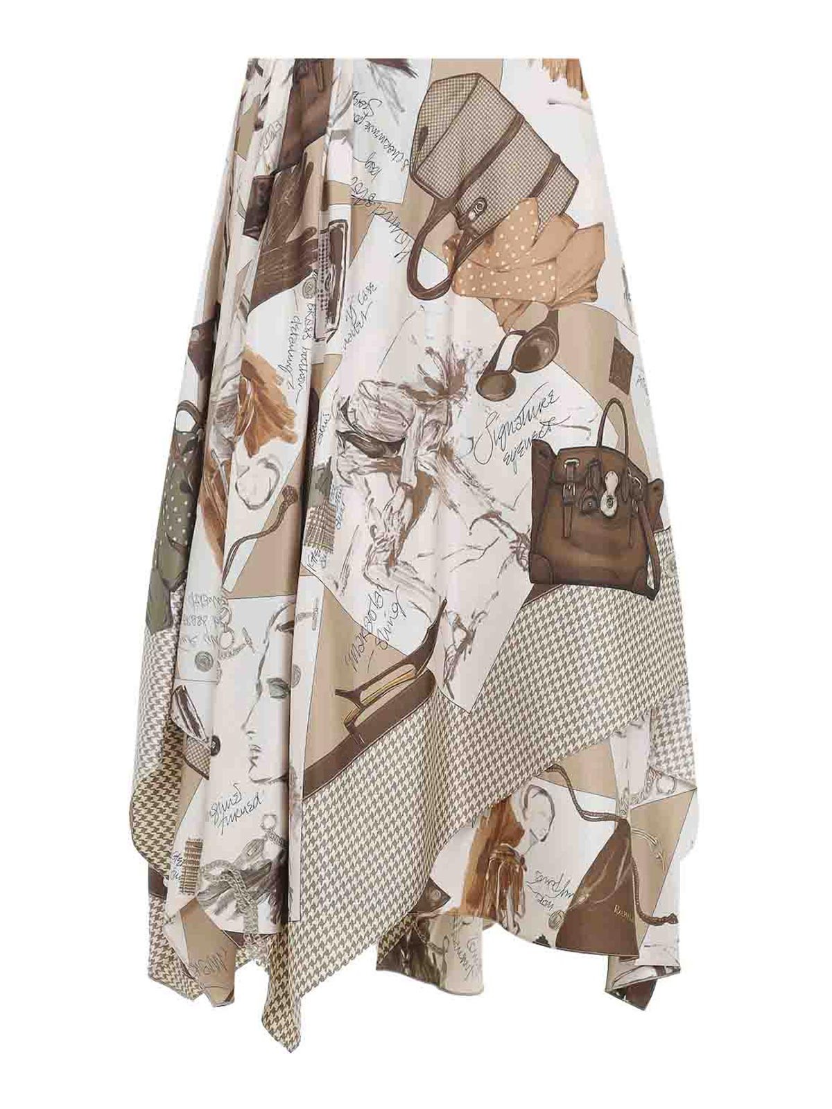Ralph Lauren Glenn Knee Silk Midi Skirt Layered Design In White