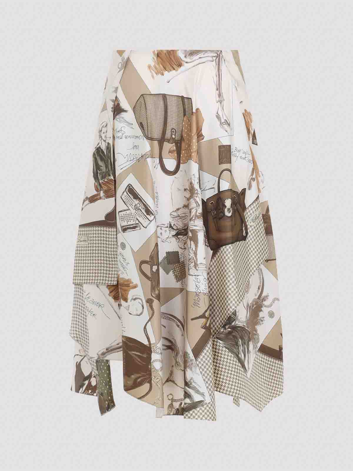 Ralph Lauren Glenn Knee Silk Midi Skirt Layered Design In White