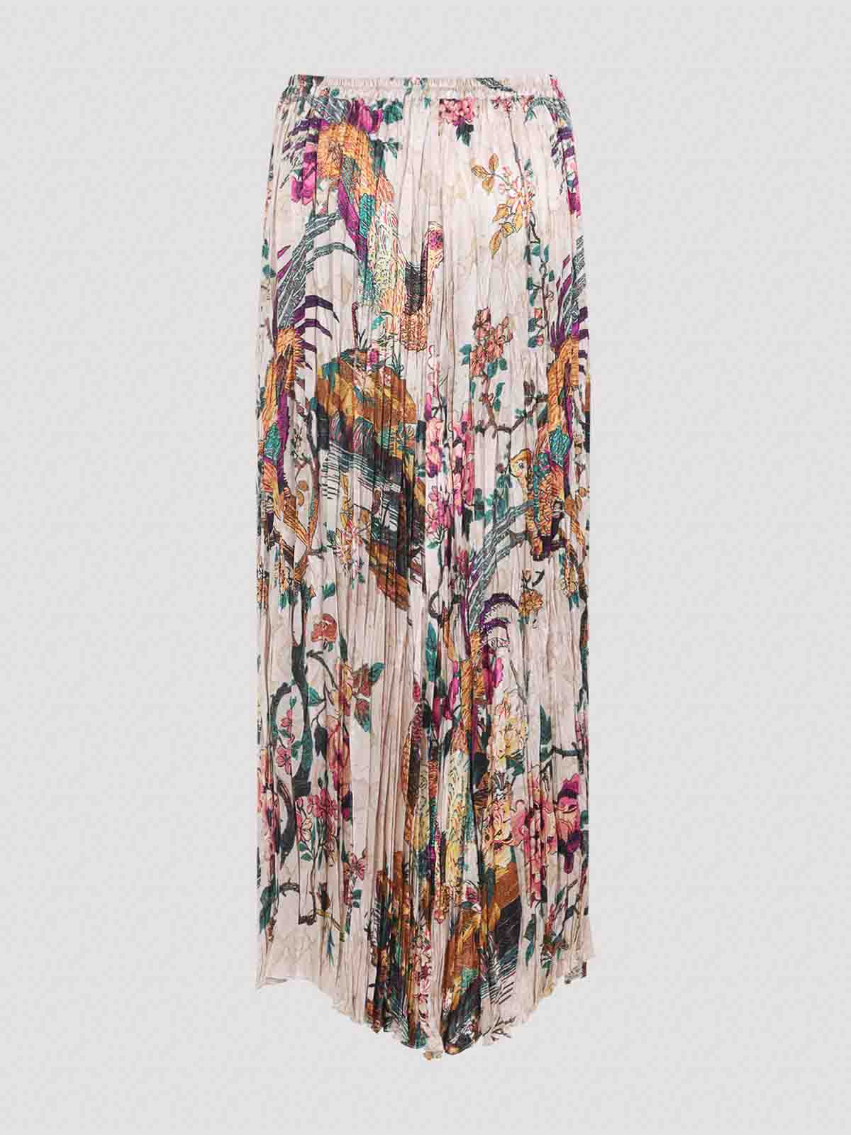 Roberto Cavalli Floral Print Asymmetric Silk Midi Skirt In Multi