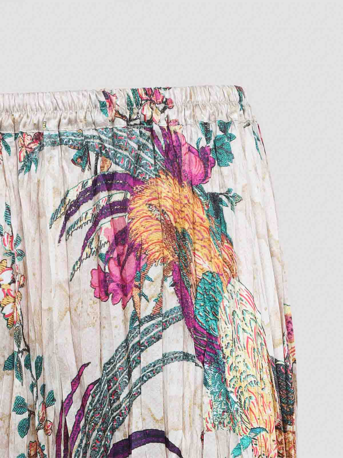 Roberto Cavalli Floral Print Asymmetric Silk Midi Skirt In Multi