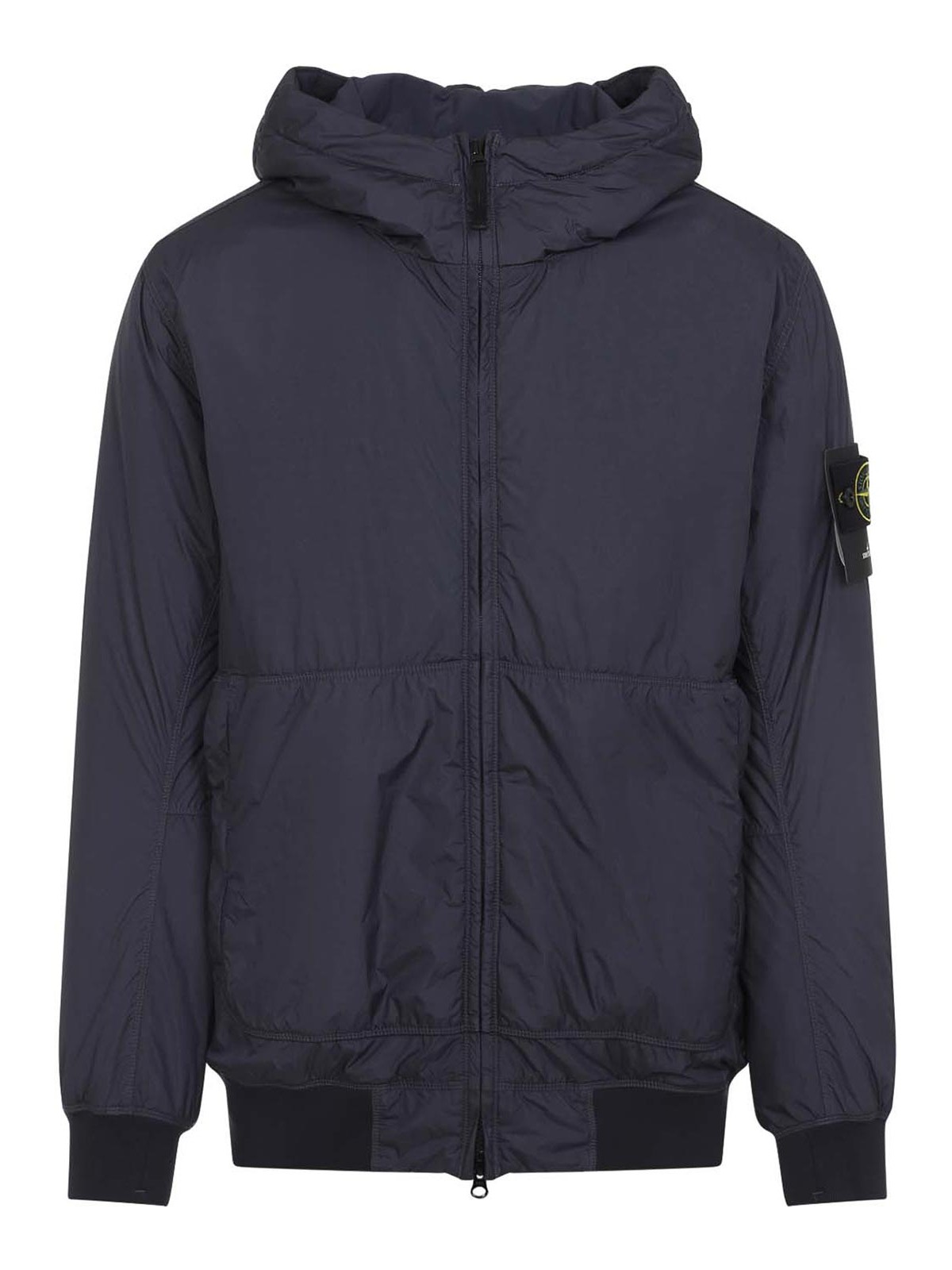 Stone Island Compass-patch Zip-up Jacket In Blue