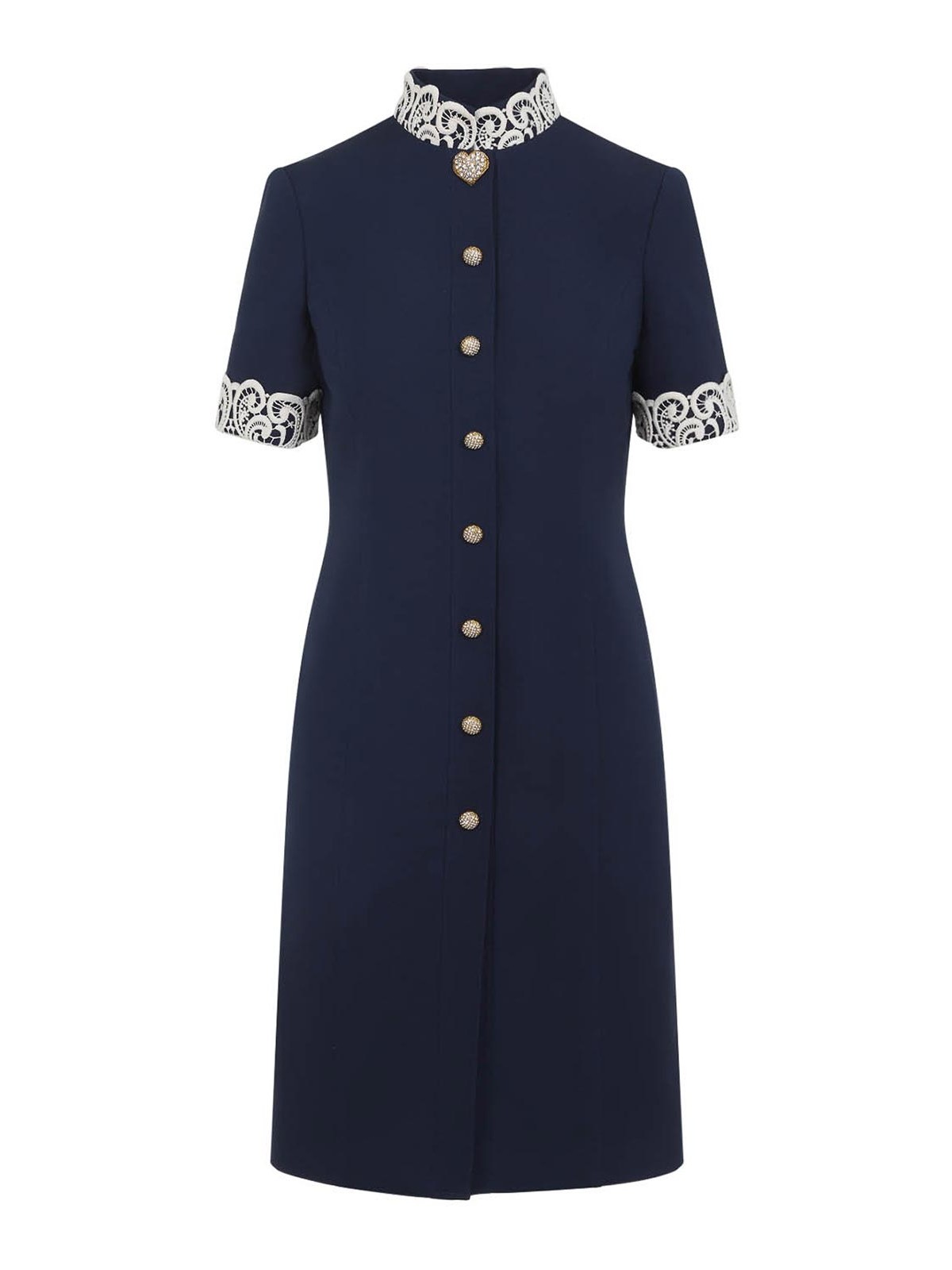 Valentino Structured Midi Dress With High Collar In Blue