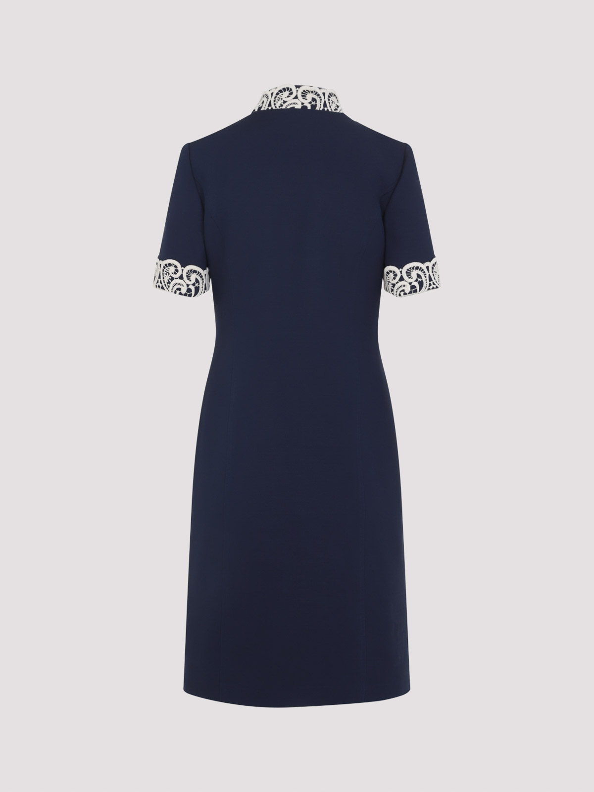 Valentino Structured Midi Dress With High Collar In Blue