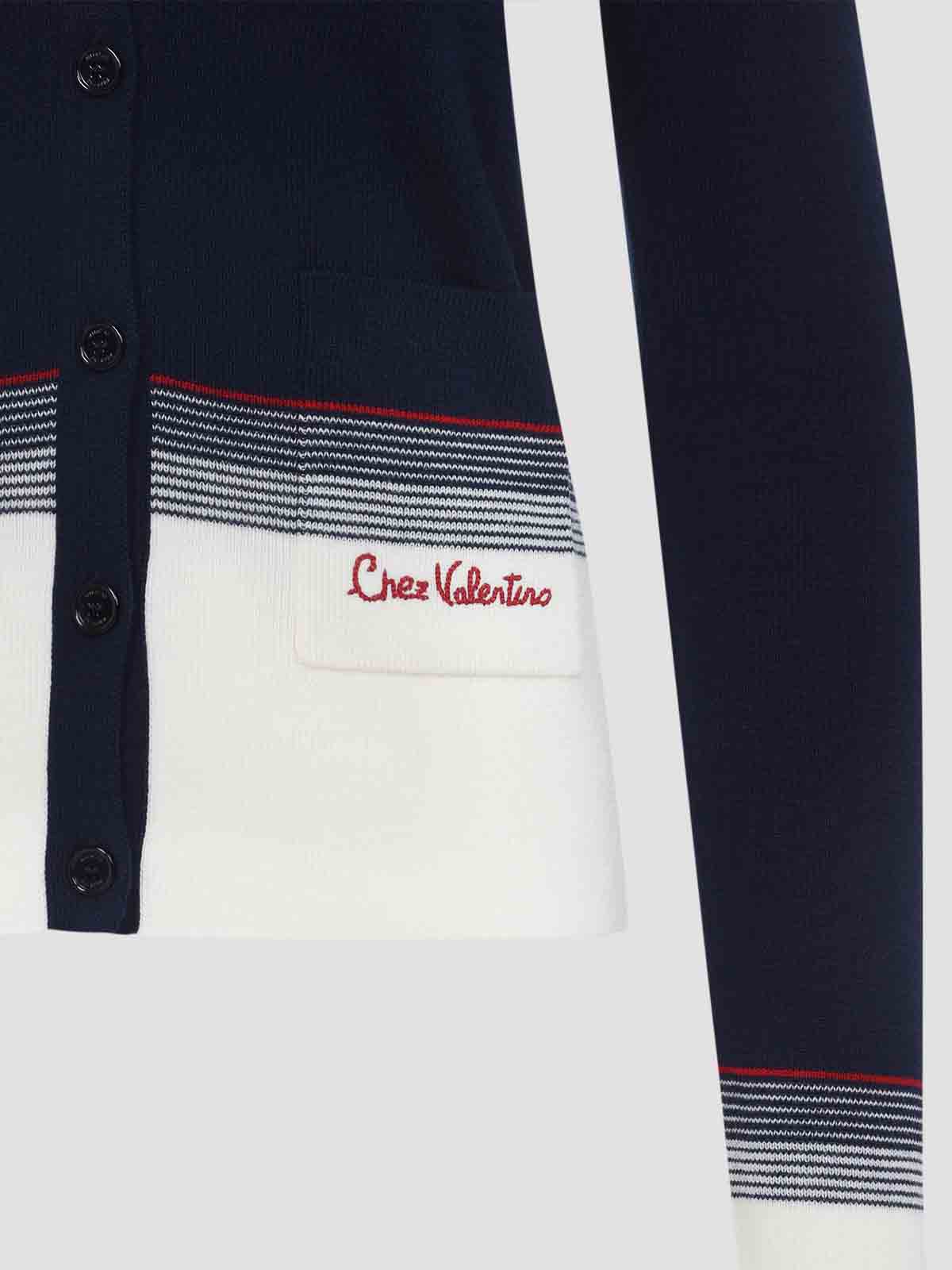 Valentino House V-neck Cardigan With Patch Pockets In Black