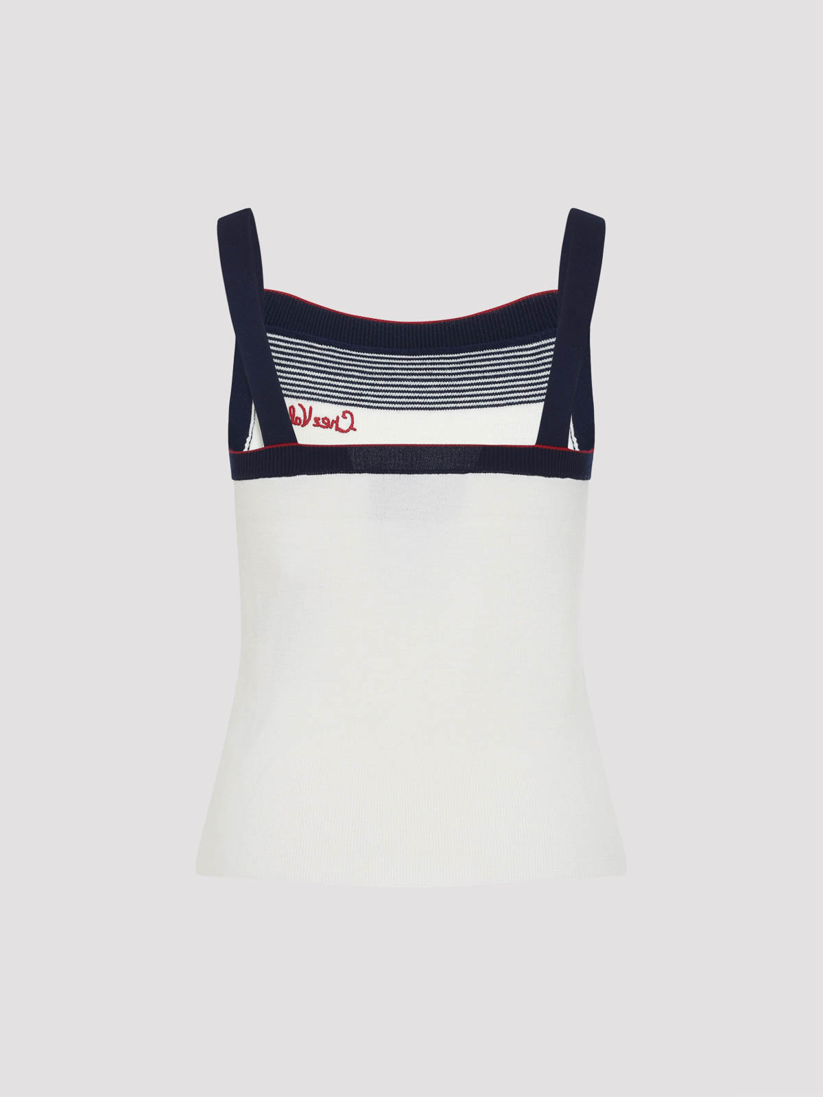 Valentino Sleeveless Knitted Top Striped Detail In White