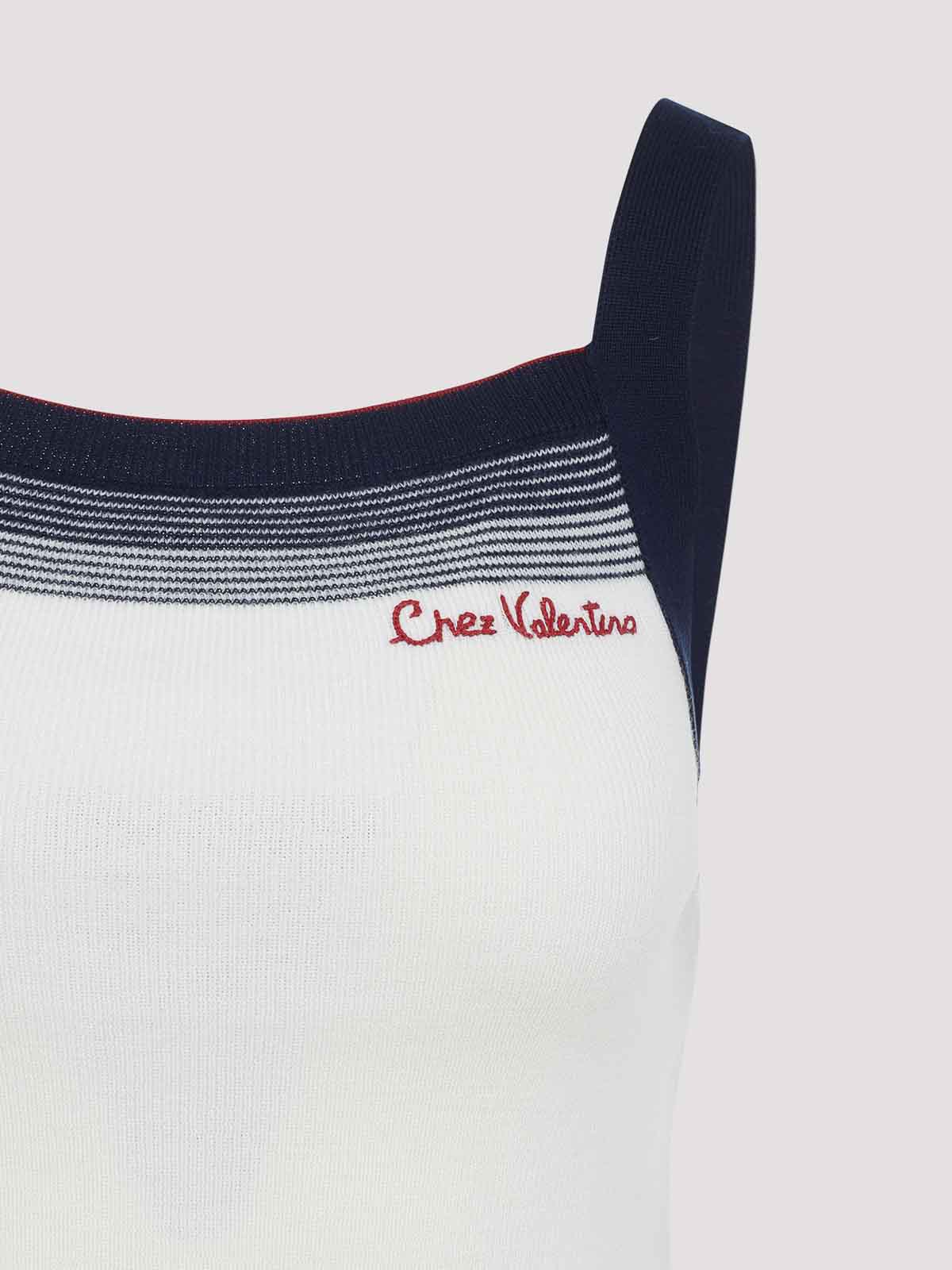 Valentino Sleeveless Knitted Top Striped Detail In White
