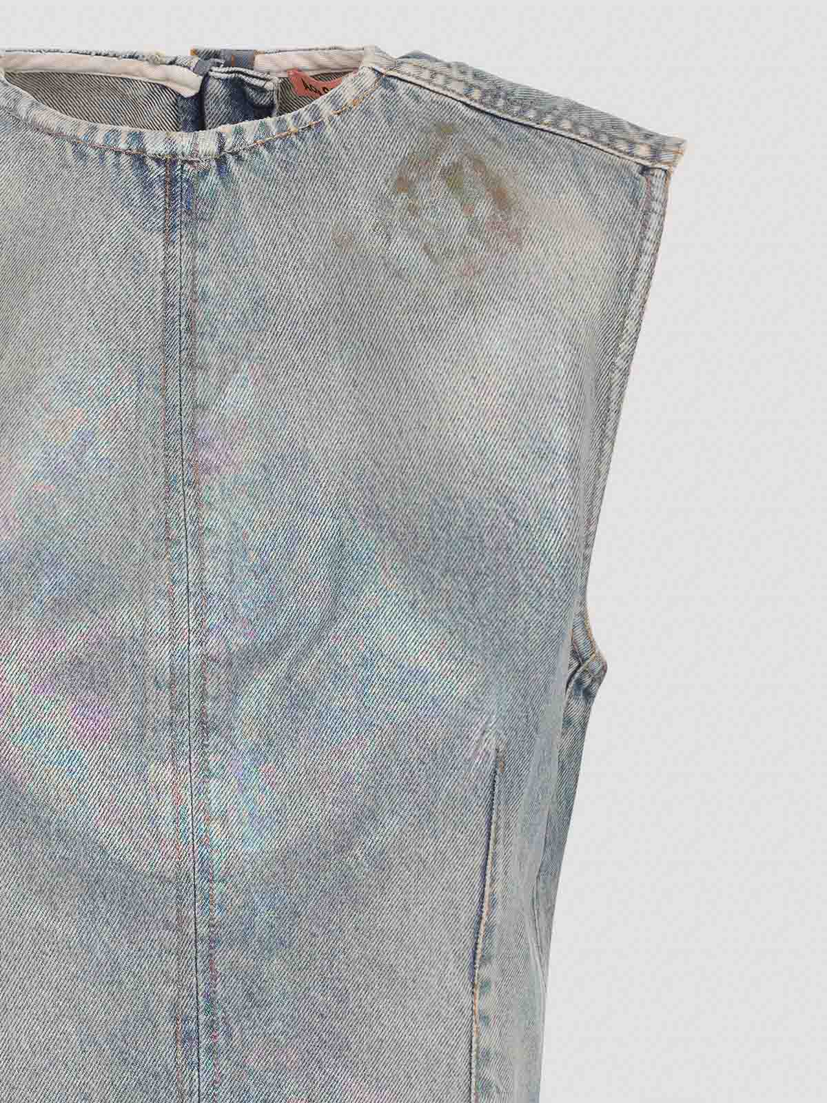 Acne Studios Coated Denim Mini Dress In Blue
