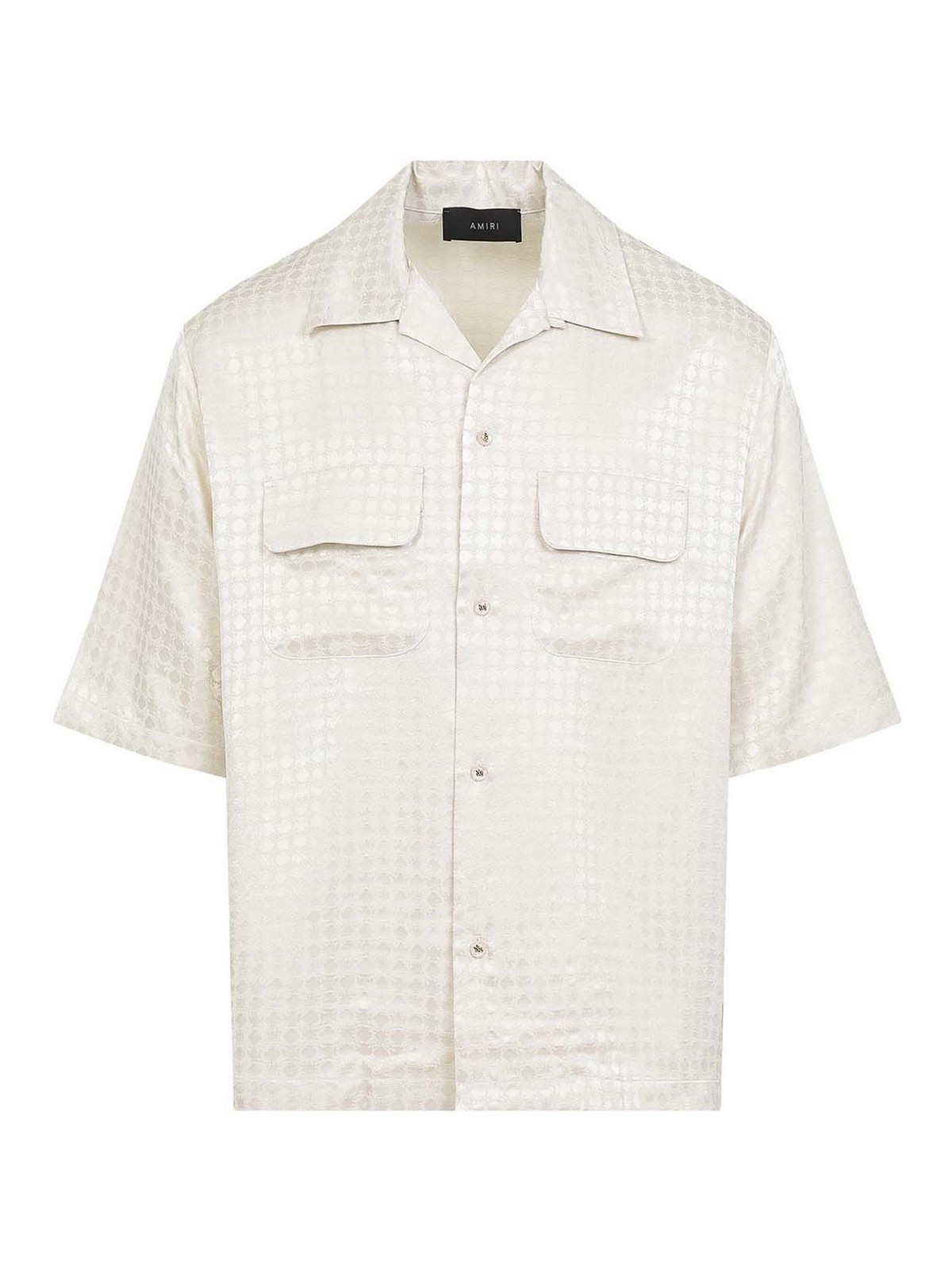 Amiri Embroidered Satin Shirt With Chest Pockets In White