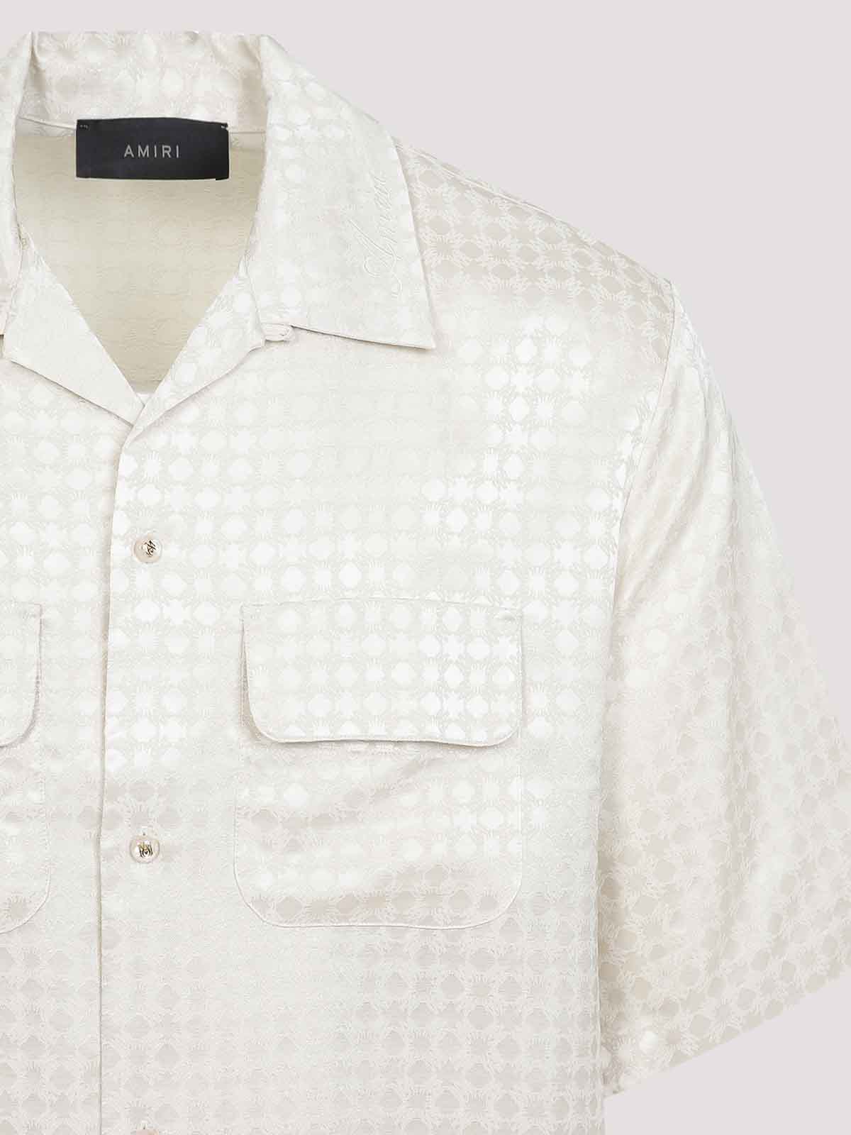 Amiri Embroidered Satin Shirt With Chest Pockets In White