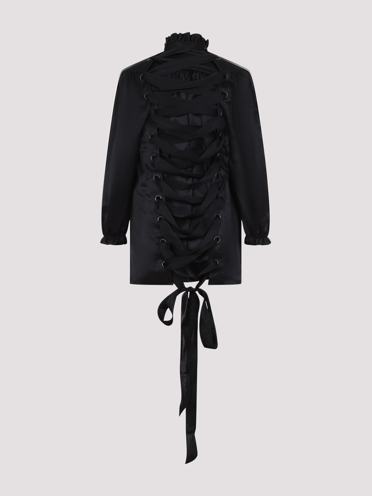 Balenciaga Silk Blouse With Decorative Tie At Neckline In Black