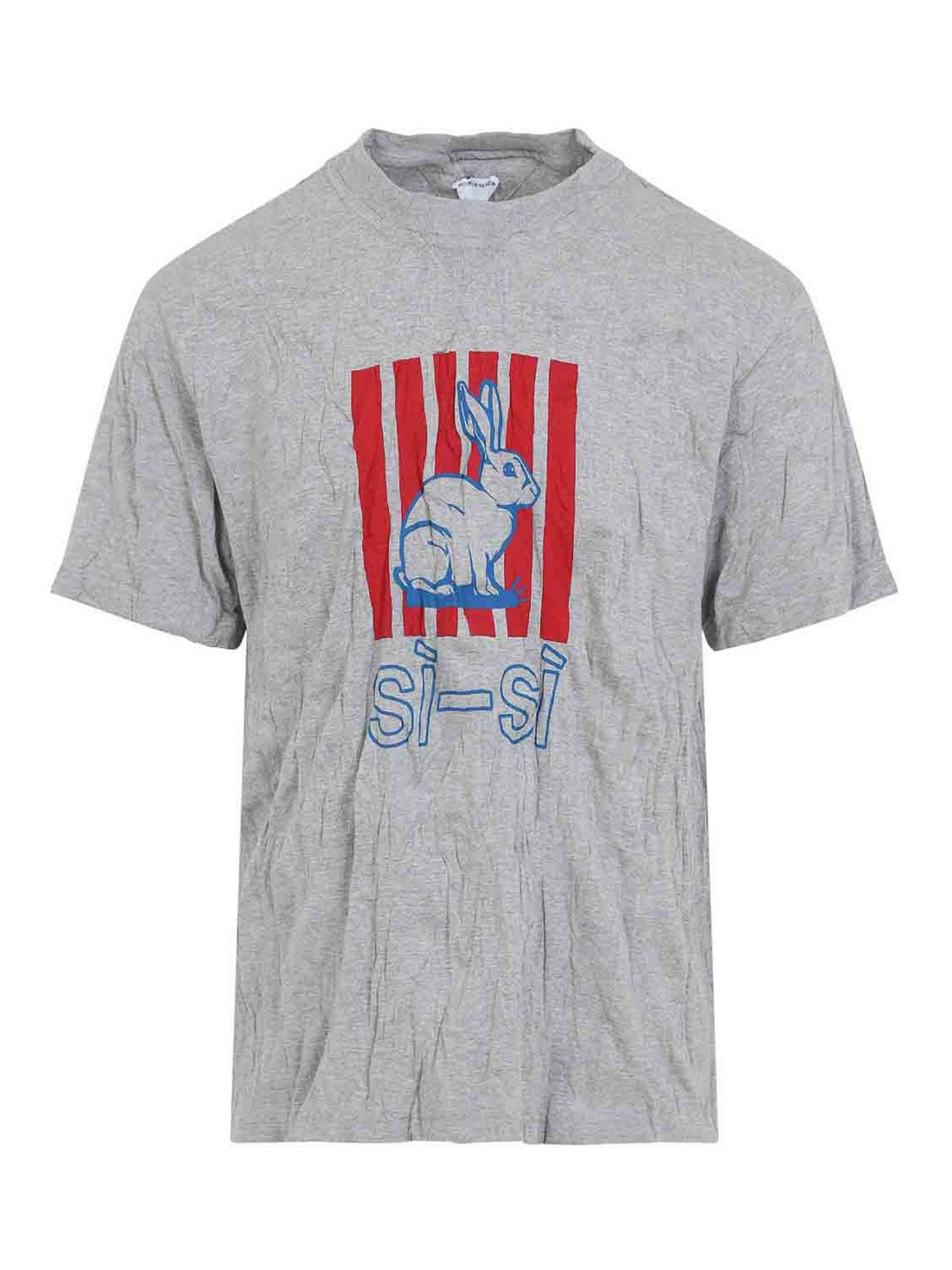Bottega Veneta Graphic Rabbit-print Crushed Cotton Jersey T-shirt In Gray