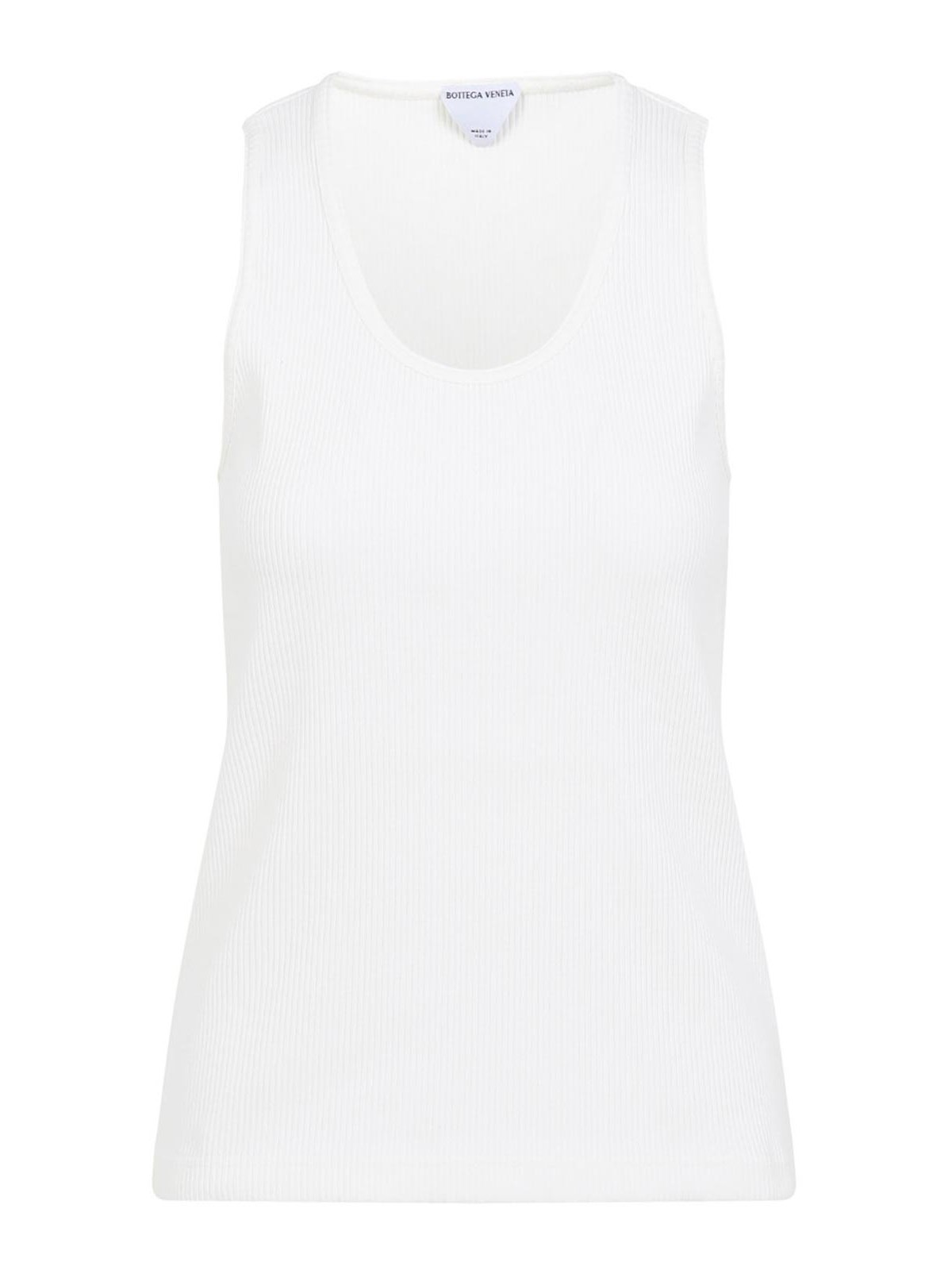 Bottega Veneta Sleeveless Fitted Ribbed Top With Scoop Neckline In Yellow