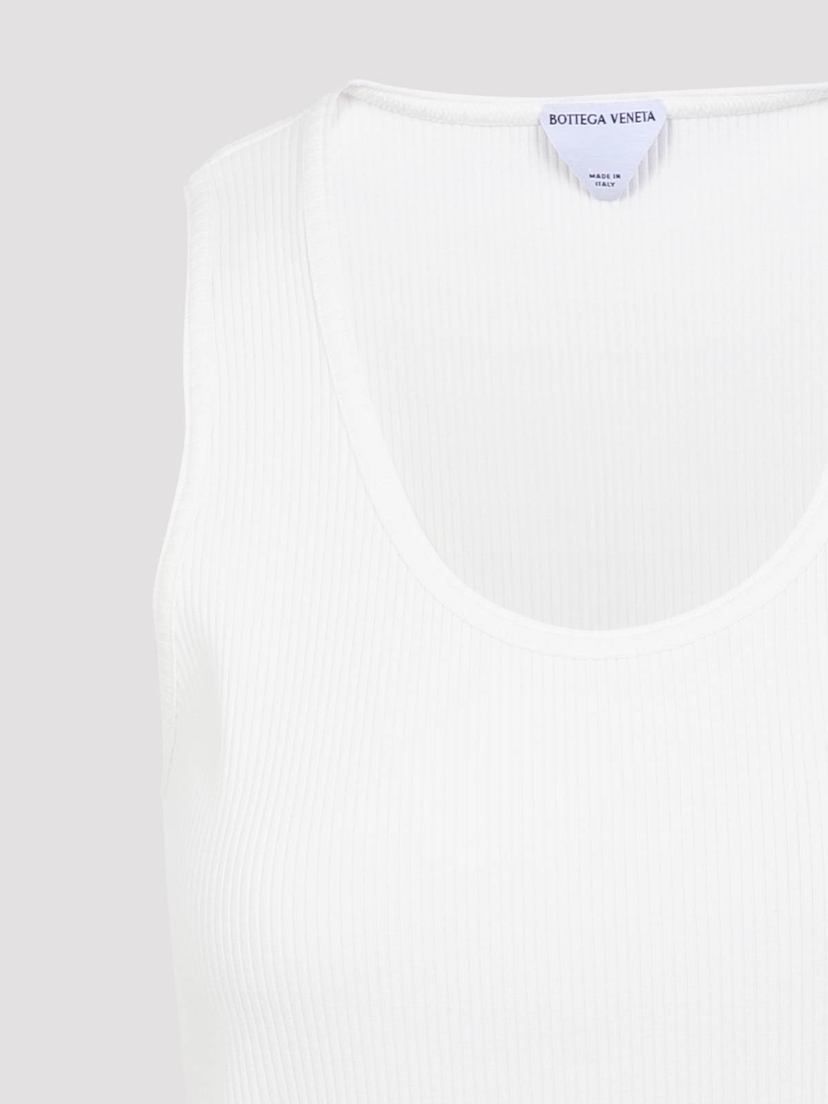 Bottega Veneta Sleeveless Fitted Ribbed Top With Scoop Neckline In Yellow