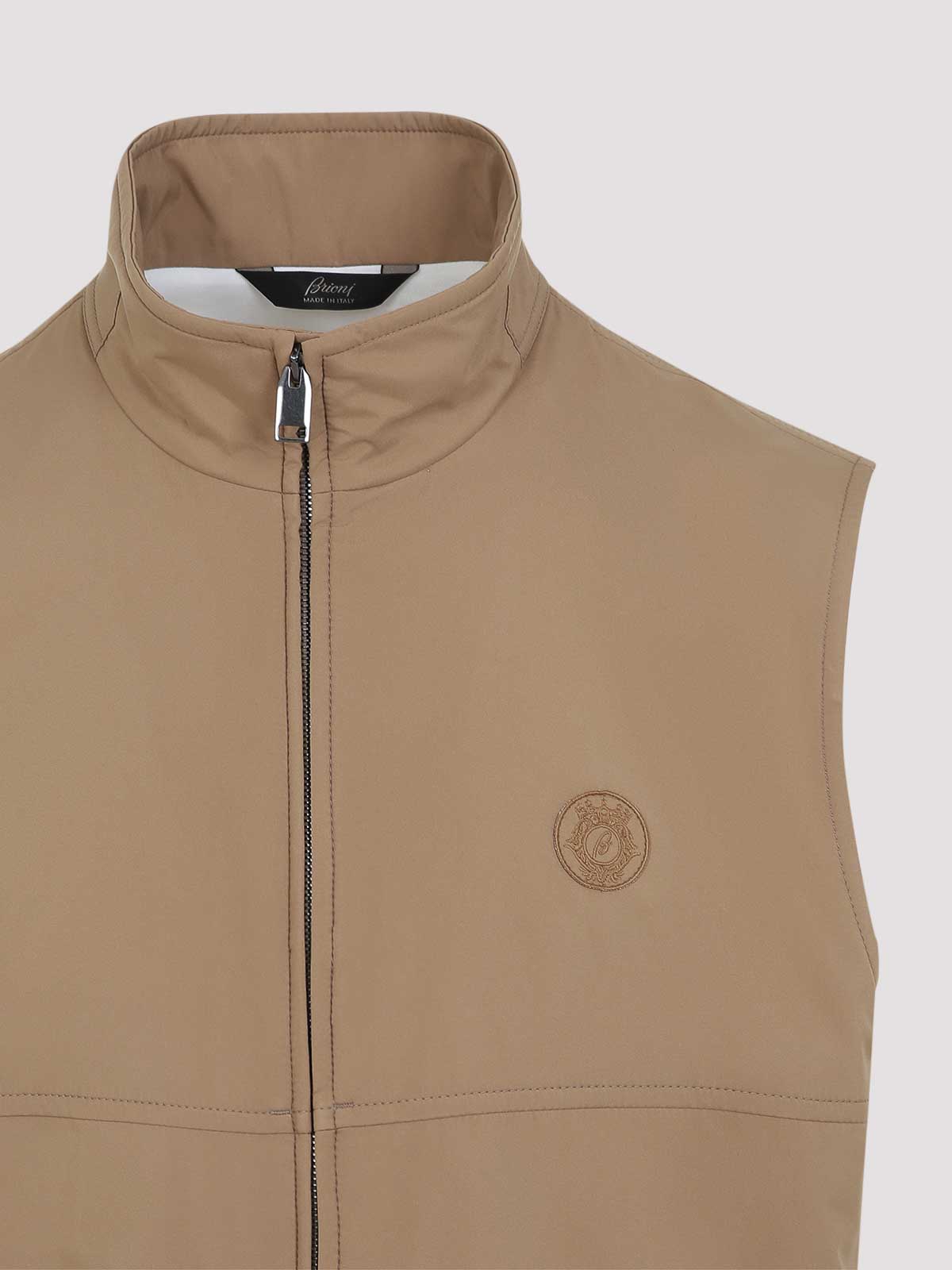 Brioni High-collar Waistcoat In Chic Nude Palette In Nude