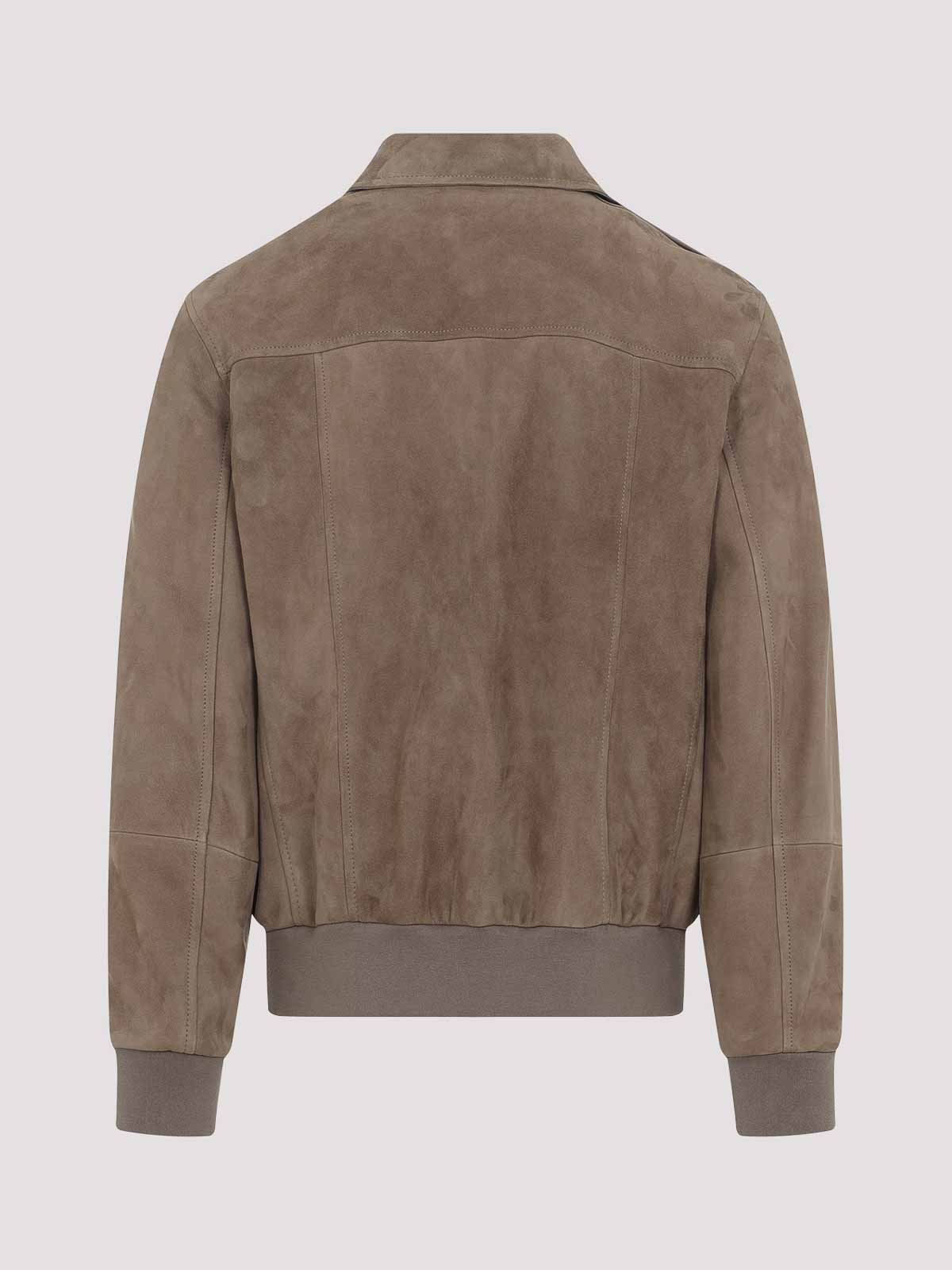 Brunello Cucinelli Leather Bomber Jacket Men In Gray