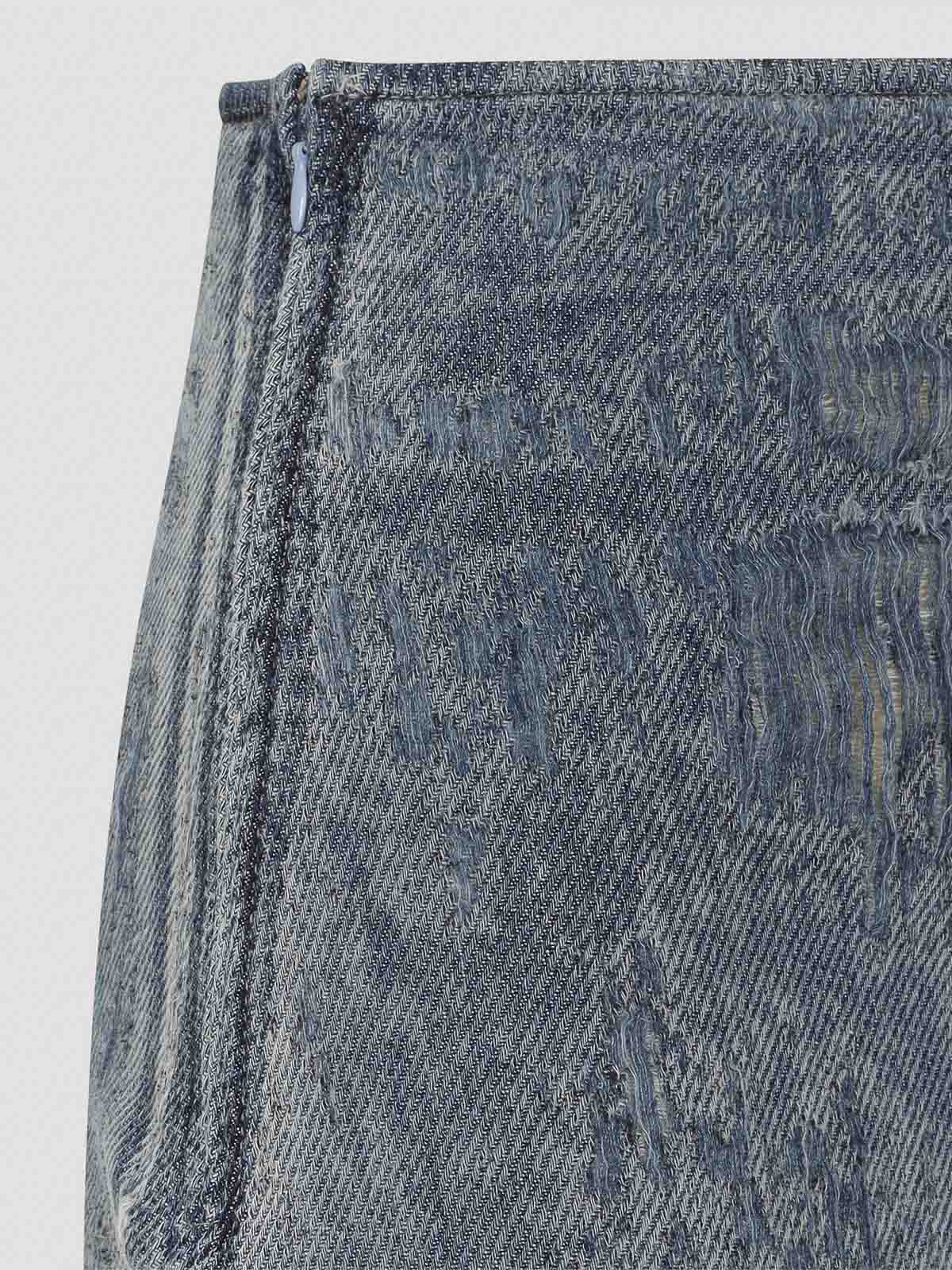 Diesel Faded Blue Denim Maxi Skirt With Side Slit In Blue
