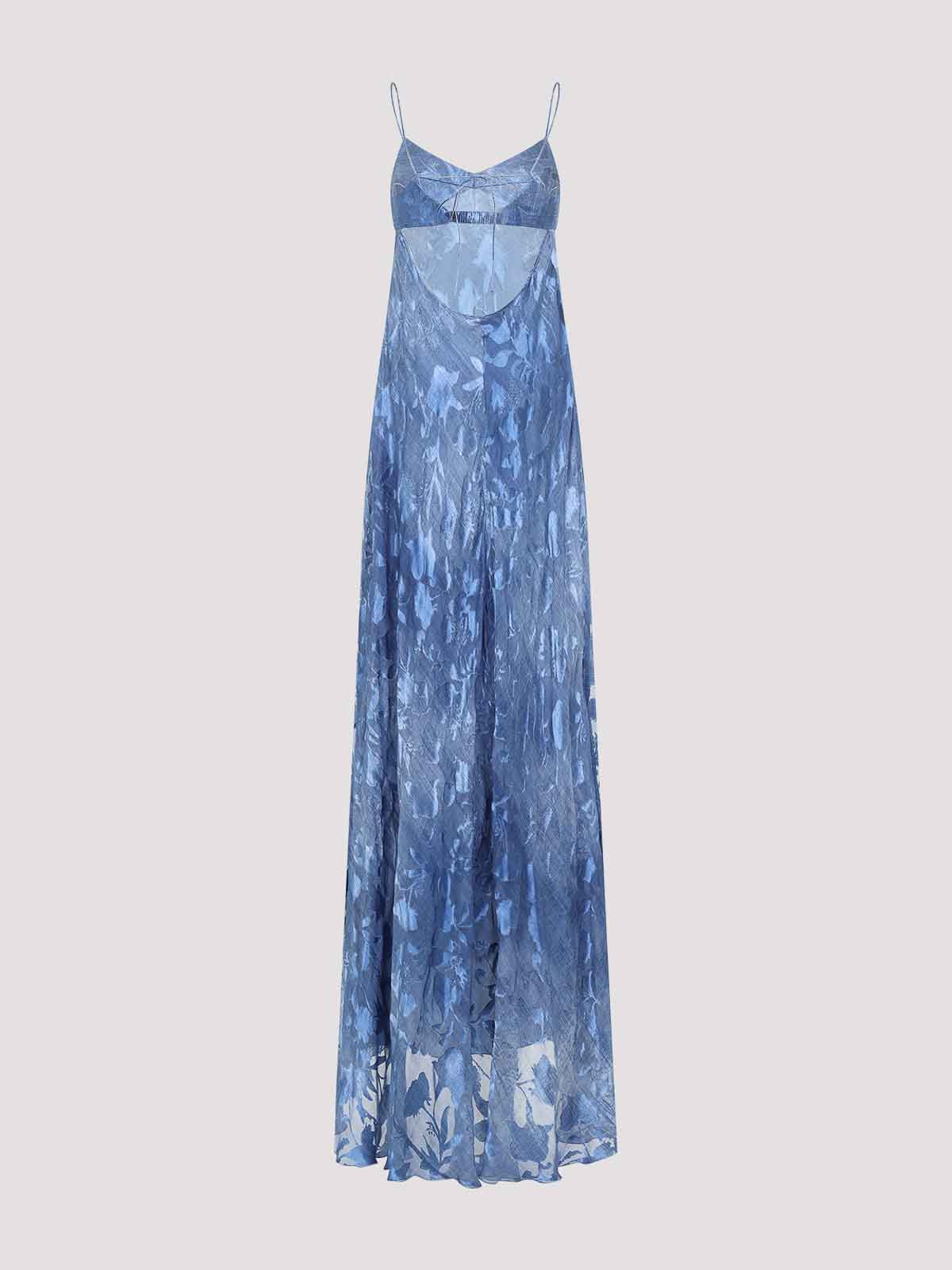 Ermanno Scervino Viscose Long Dress - Blue|D462Q765FDYSHS4217 Ermanno Scervino Viscose Long Dress - Blue|D462Q765FDYSHS4217