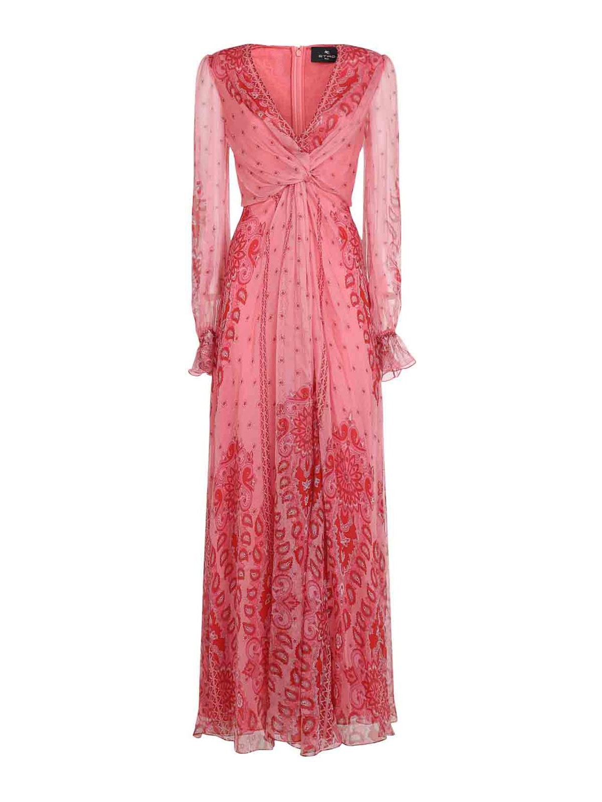 Etro Silk Long Dress In Pink