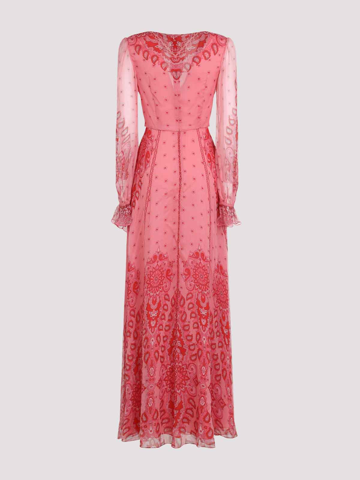 Etro Silk Long Dress In Pink