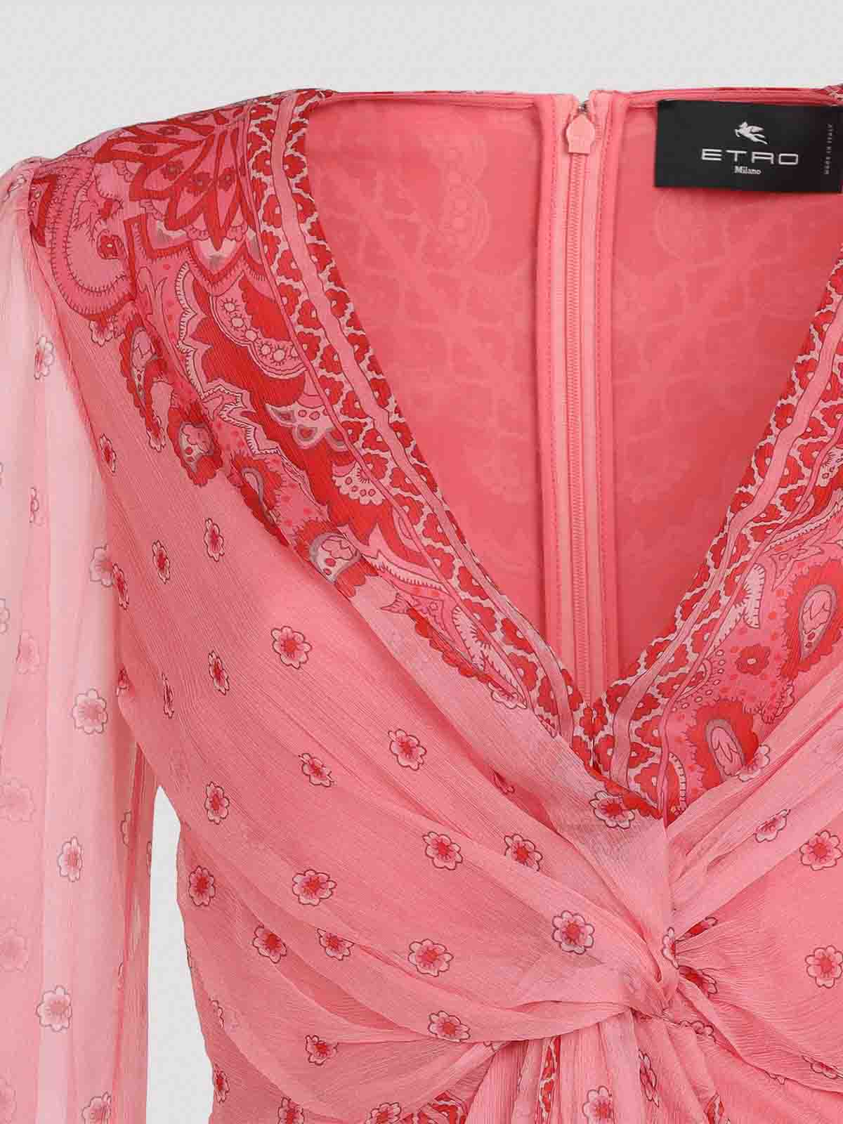 Etro Silk Long Dress In Pink