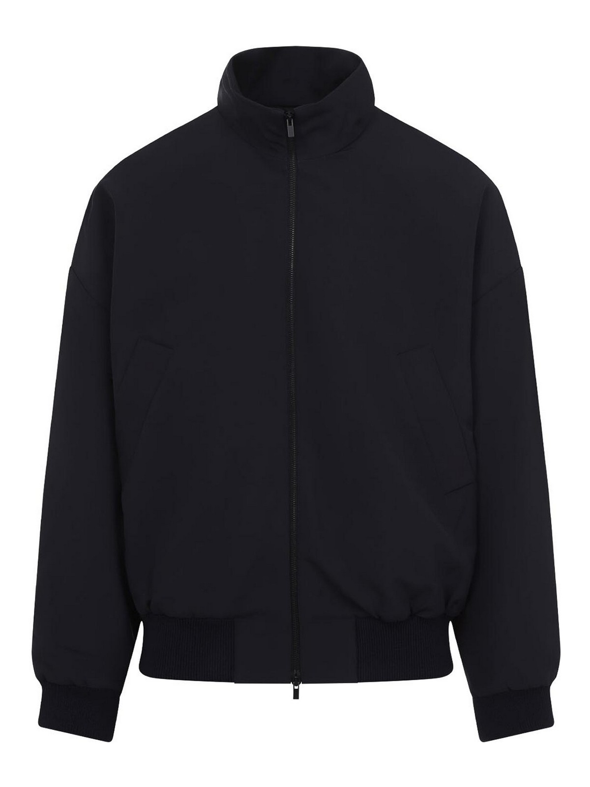 Fear Of God Black Nylon Bomber With High Collar In Black
