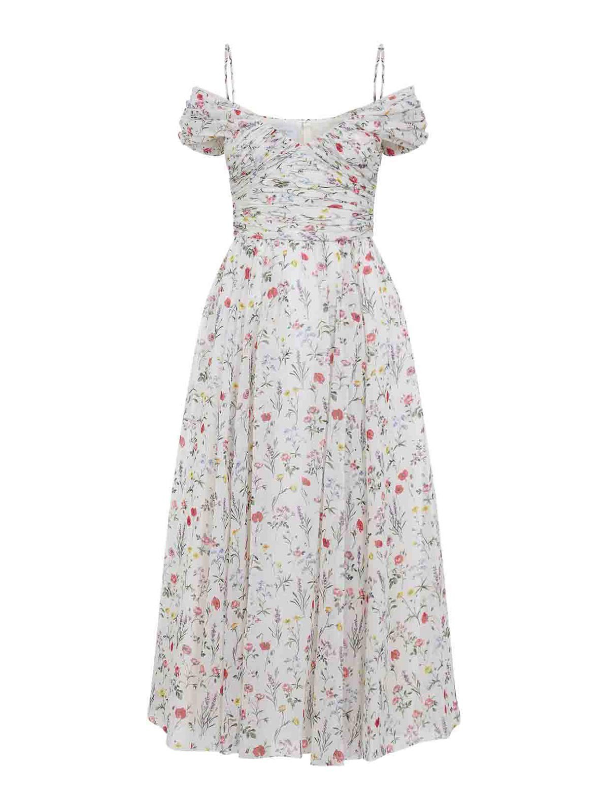 Giambattista Valli Off-shoulder Floral Silk Dress In Multi