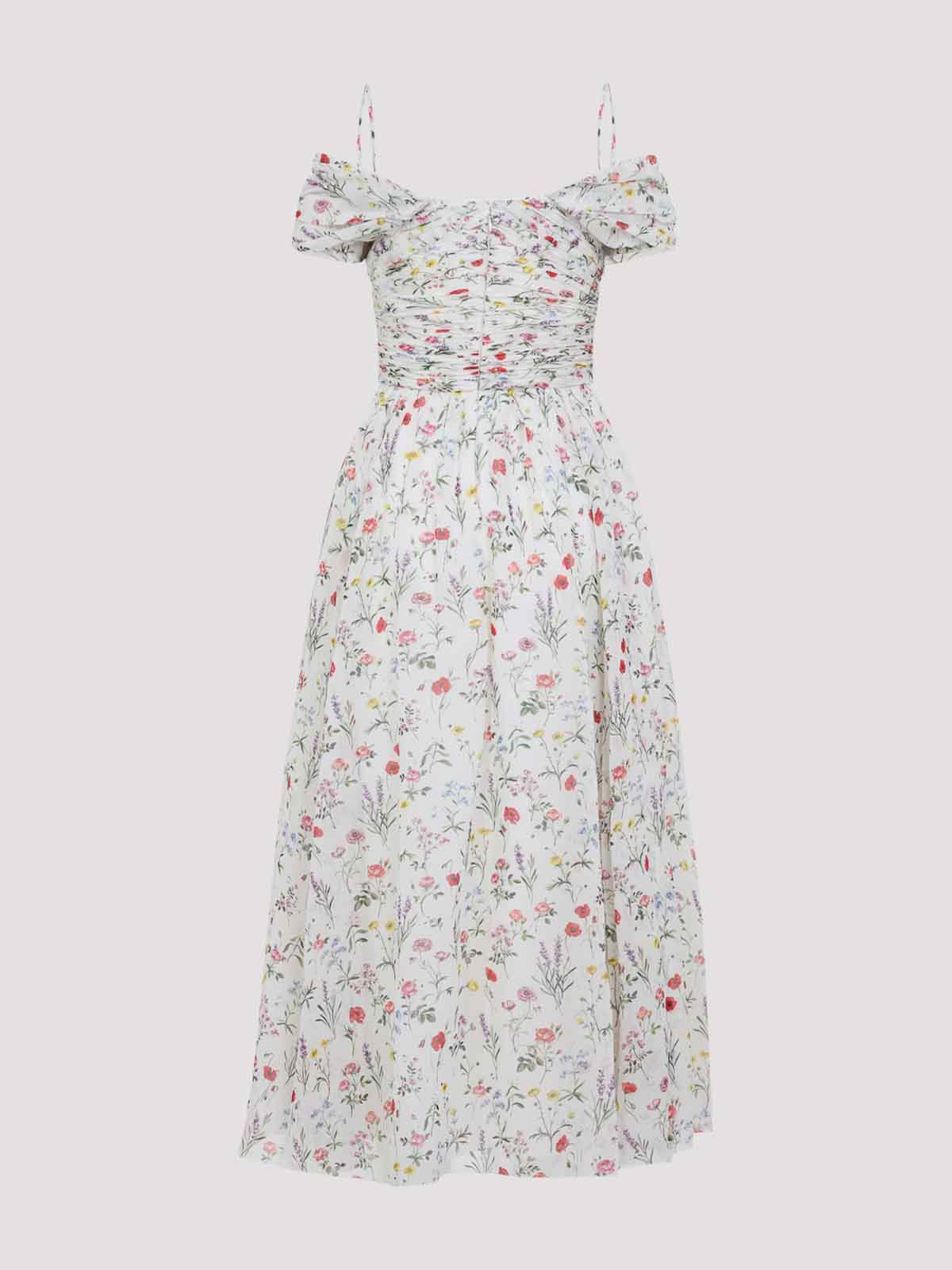 Giambattista Valli Off-shoulder Floral Silk Dress In Multi