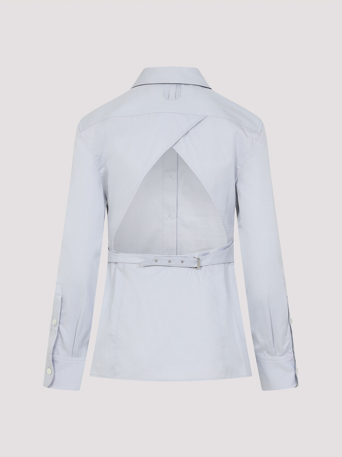 Jacquemus Womens Light Grey La Chemise Cuadro Script-embroidery Asymmetric Cotton Shirt In Blue