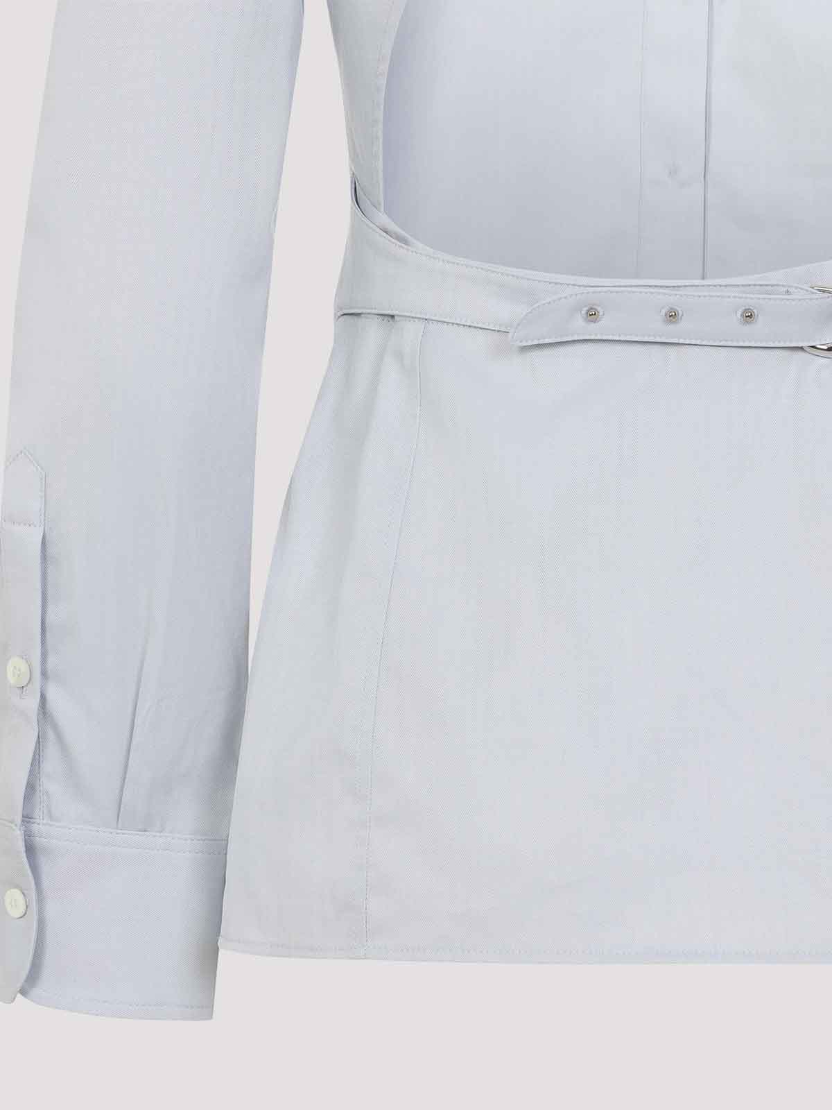 Jacquemus Womens Light Grey La Chemise Cuadro Script-embroidery Asymmetric Cotton Shirt In Blue
