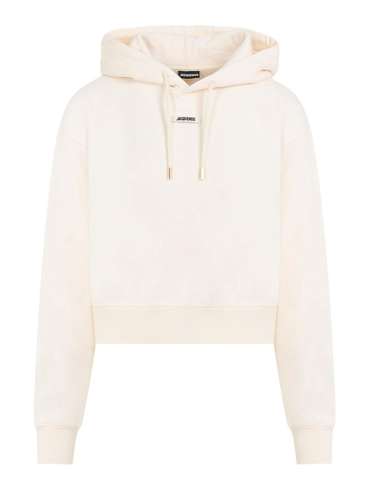 Jacquemus Cotton Hoodie With Drawstring Hood And Ribbed Details In Neutral