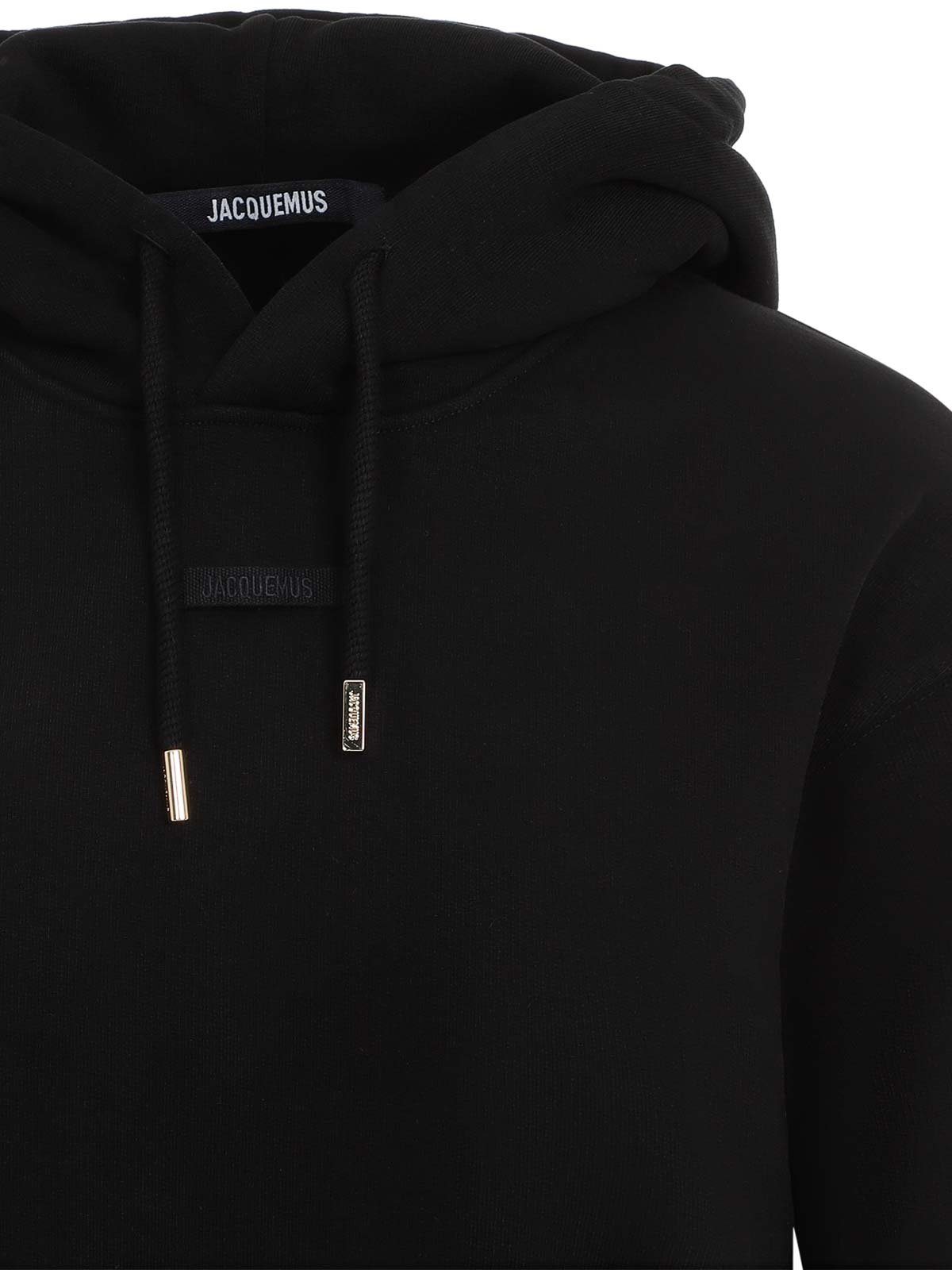 Jacquemus The Gros Grain Cropped Hooded Sweatshirt In Black