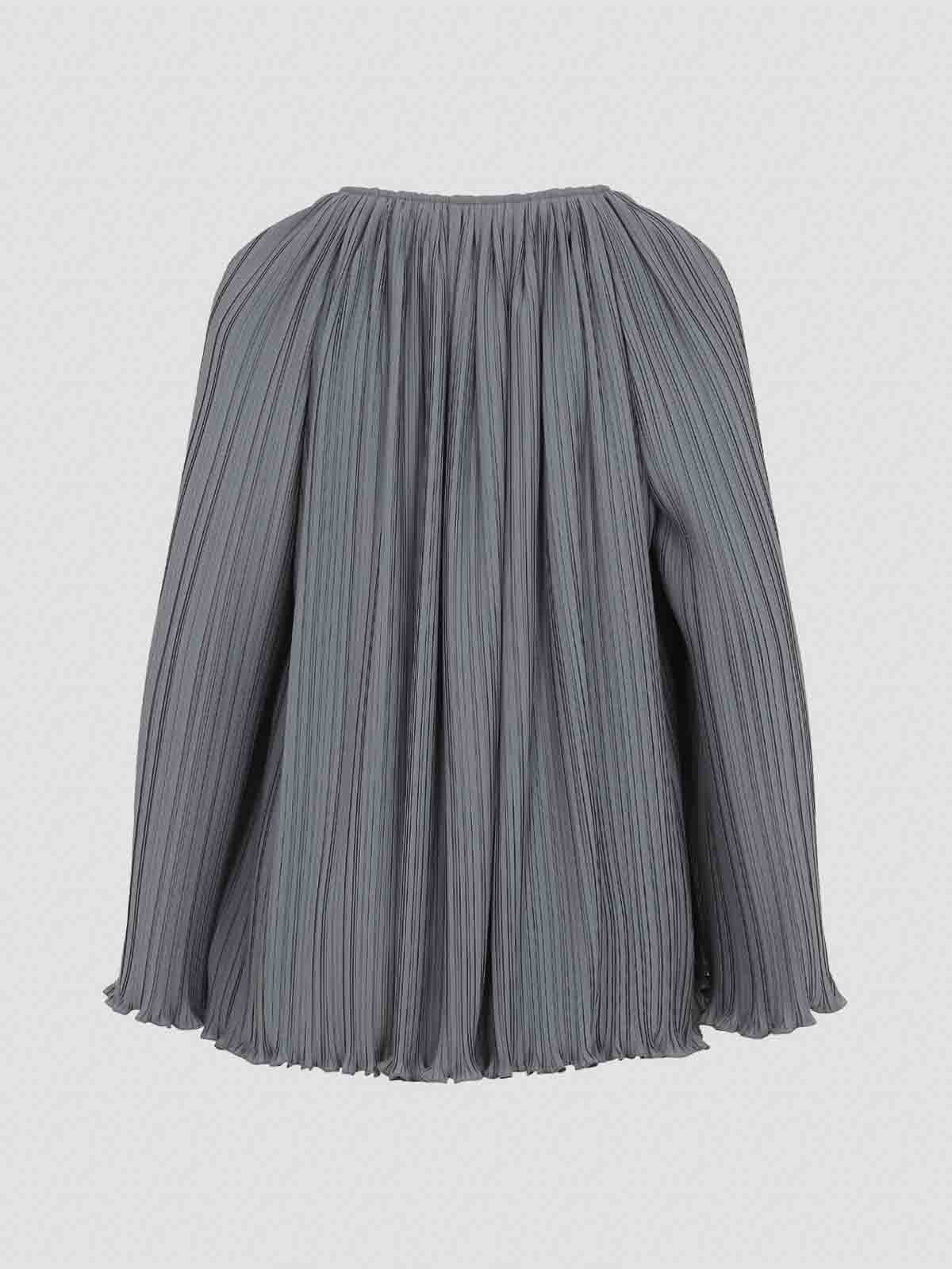 Lanvin Flowing Blouse With Intricate Pleating And Tie Closure In Gray