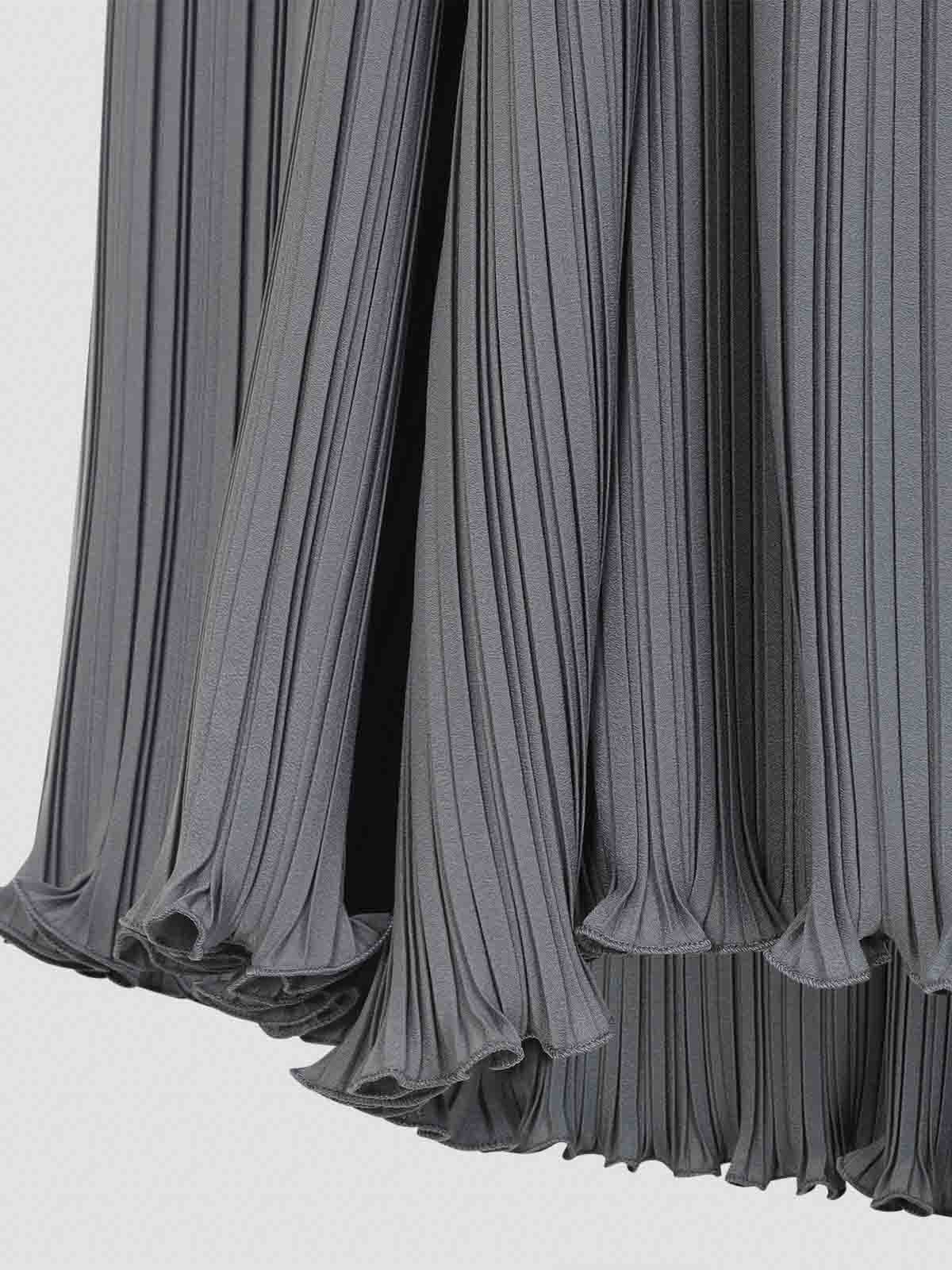 Lanvin Flowing Blouse With Intricate Pleating And Tie Closure In Gray