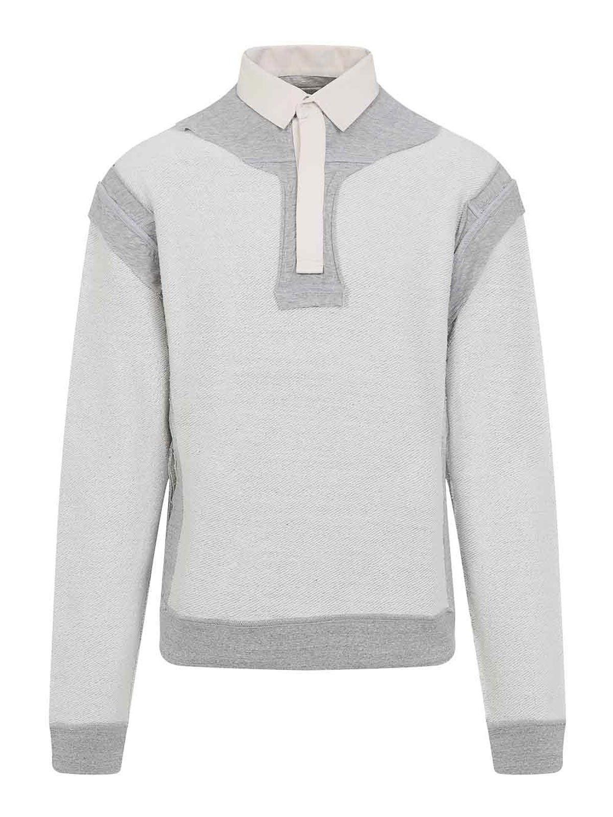 Maison Margiela Cotton Hoodie With Pointed Collar And Side Pockets In Gray